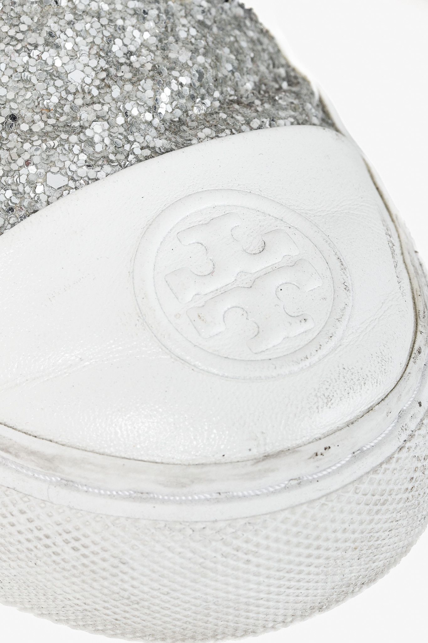 Tory Burch Tory Burch Milo Lace-Up Leather Silver-Glitter Sneakers Size US 7.5 / IT 37.5 - 7 Thumbnail