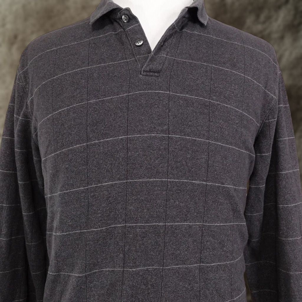 Van Heusen Van Heusen Shirt Mens XL Gray Long Sleeve Knit Polo Casual Stripe Pullover Size US XL / EU 56 / 4 - 1 Thumbnail