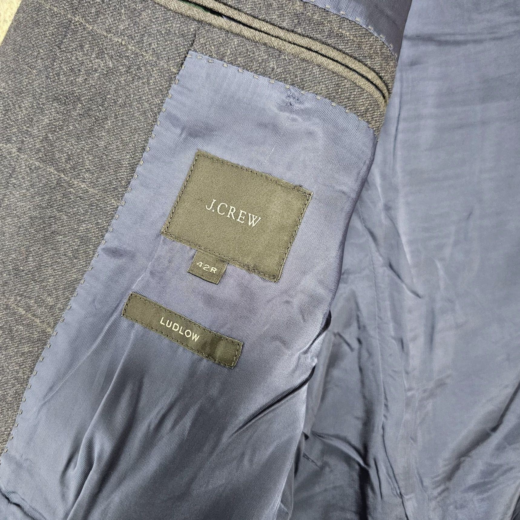 J.Crew J.Crew Blazer Mens 42R Navy Check Windowpane Ludlow Italian Wool Sport Coat Jacket Size 42R - 5 Thumbnail