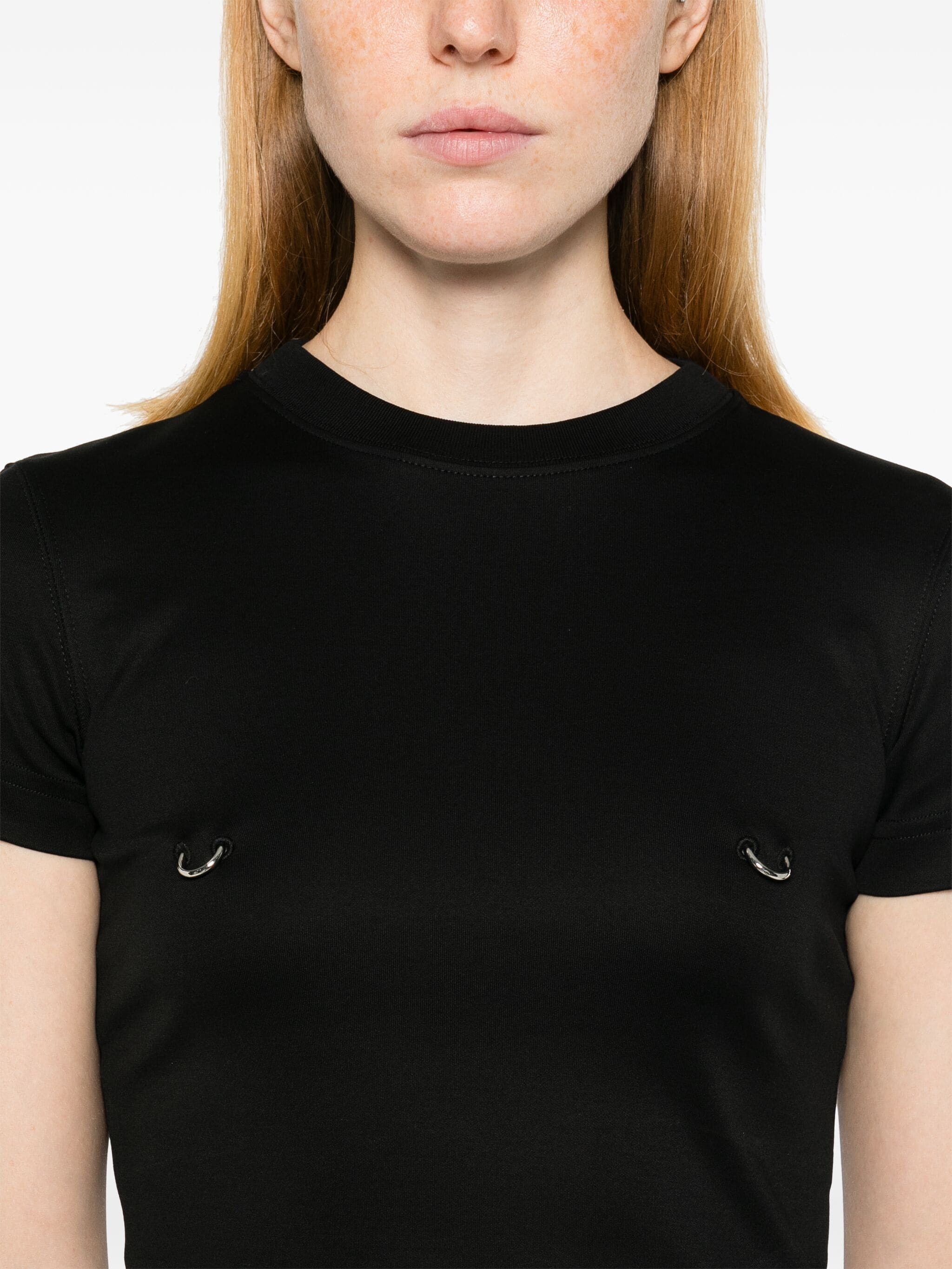 Mugler o1s22i1n1024 Cropped T-Shirt in Black Size S / US 4 / IT 40 - 5 Thumbnail