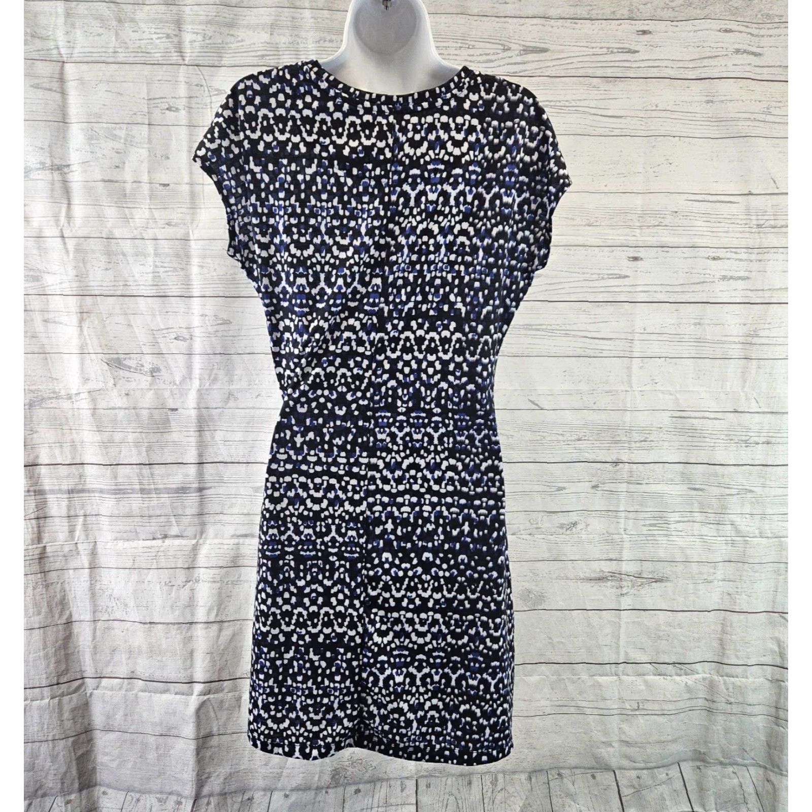 Nicole Miller Nicole Miller Womens Dress XL Black Blue Side Tie Short Sleeve T-Shirt Dress Size 40" / US 18 - 4 Thumbnail