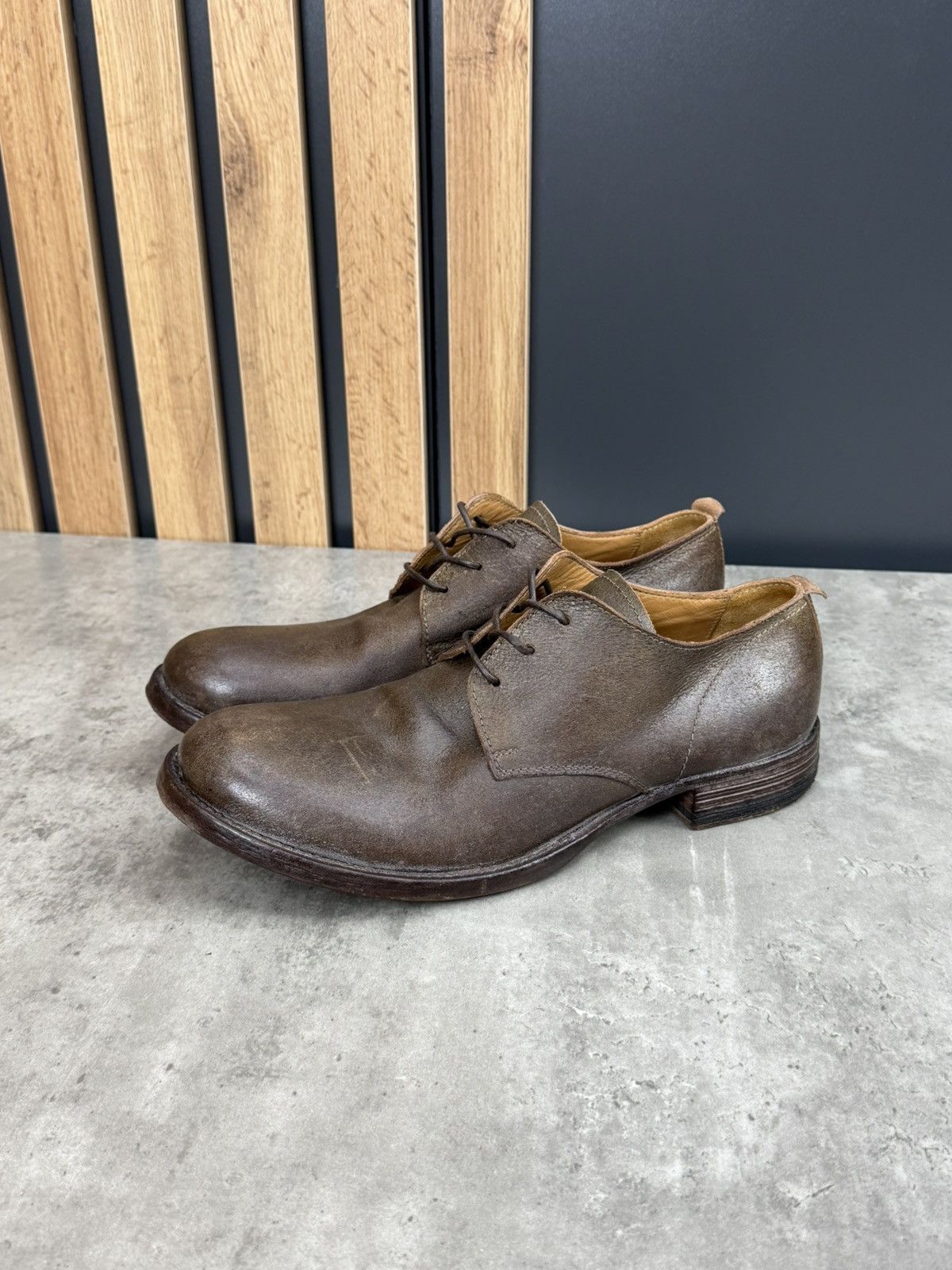 MoMA MOMA Brown Leather Distressed Derby Shoes Size 42 Size US 9 / EU 42 - 2 Thumbnail