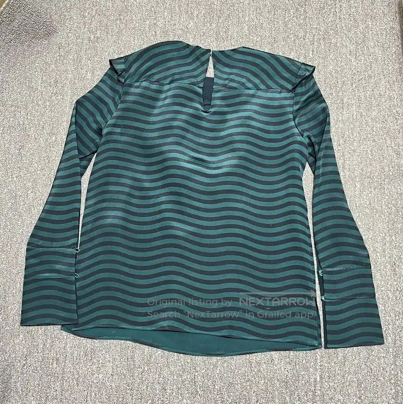 Fendi Fendi Green Striped Silk Ruffle Long Sleeve Top . Size M / US 6-8 / IT 42-44 - 2 Thumbnail