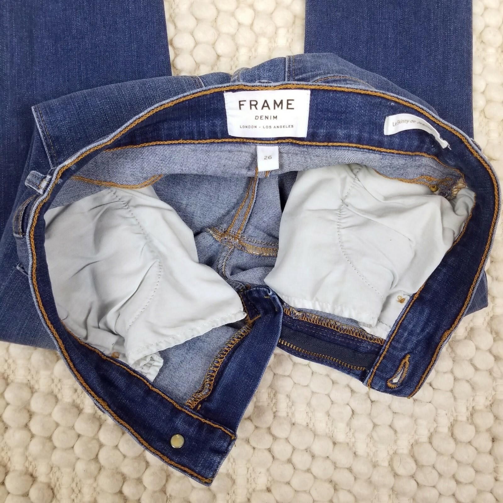 Frame Frame Le Skinny De Jeanne Triangle Hem Jeans Seabright Sz 26 Size 26" / US 2 / IT 38 - 9 Thumbnail