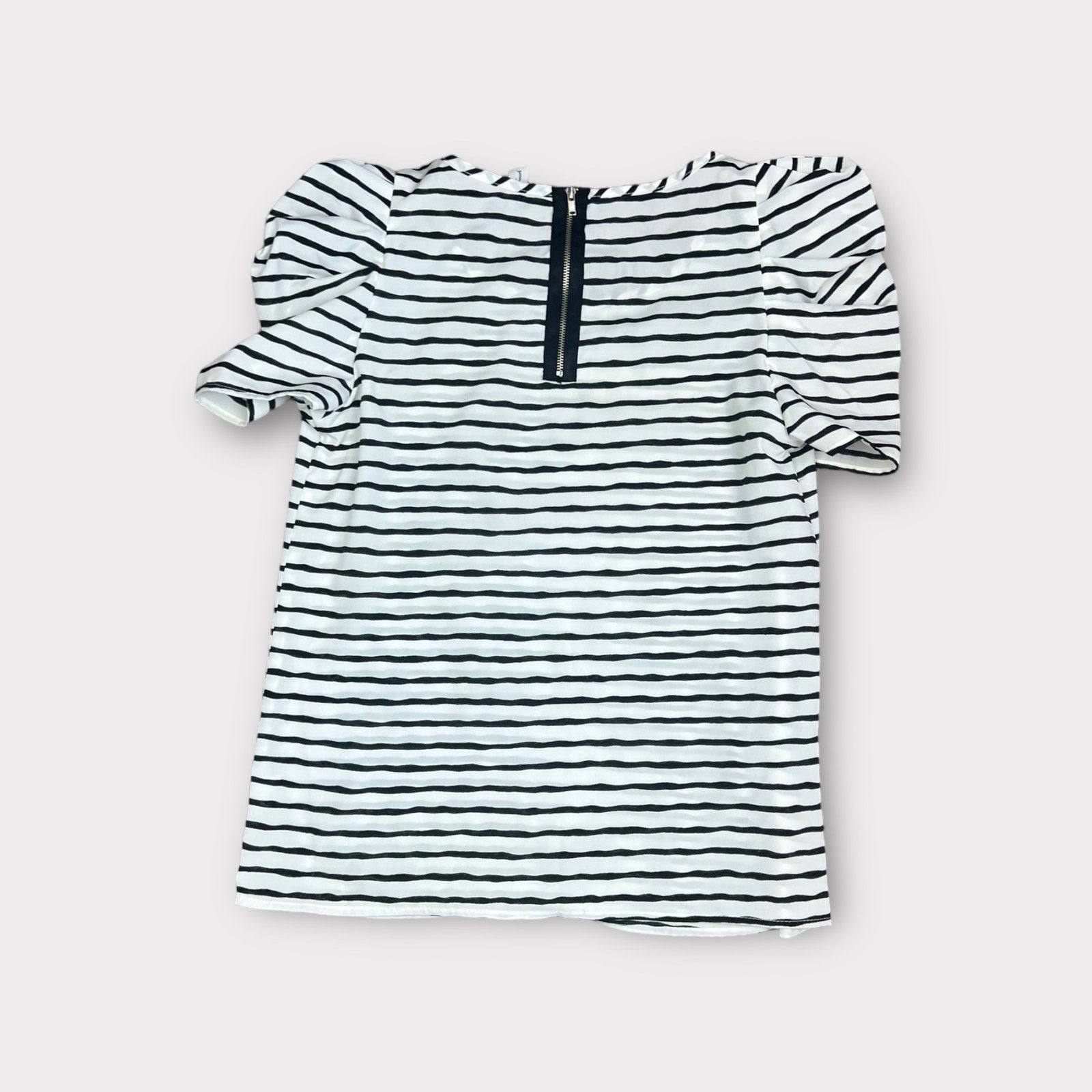 Nordstrom Final Touch | Black White Striped Puff Sleeve Top | Small Size S / US 4 / IT 40 - 7 Thumbnail