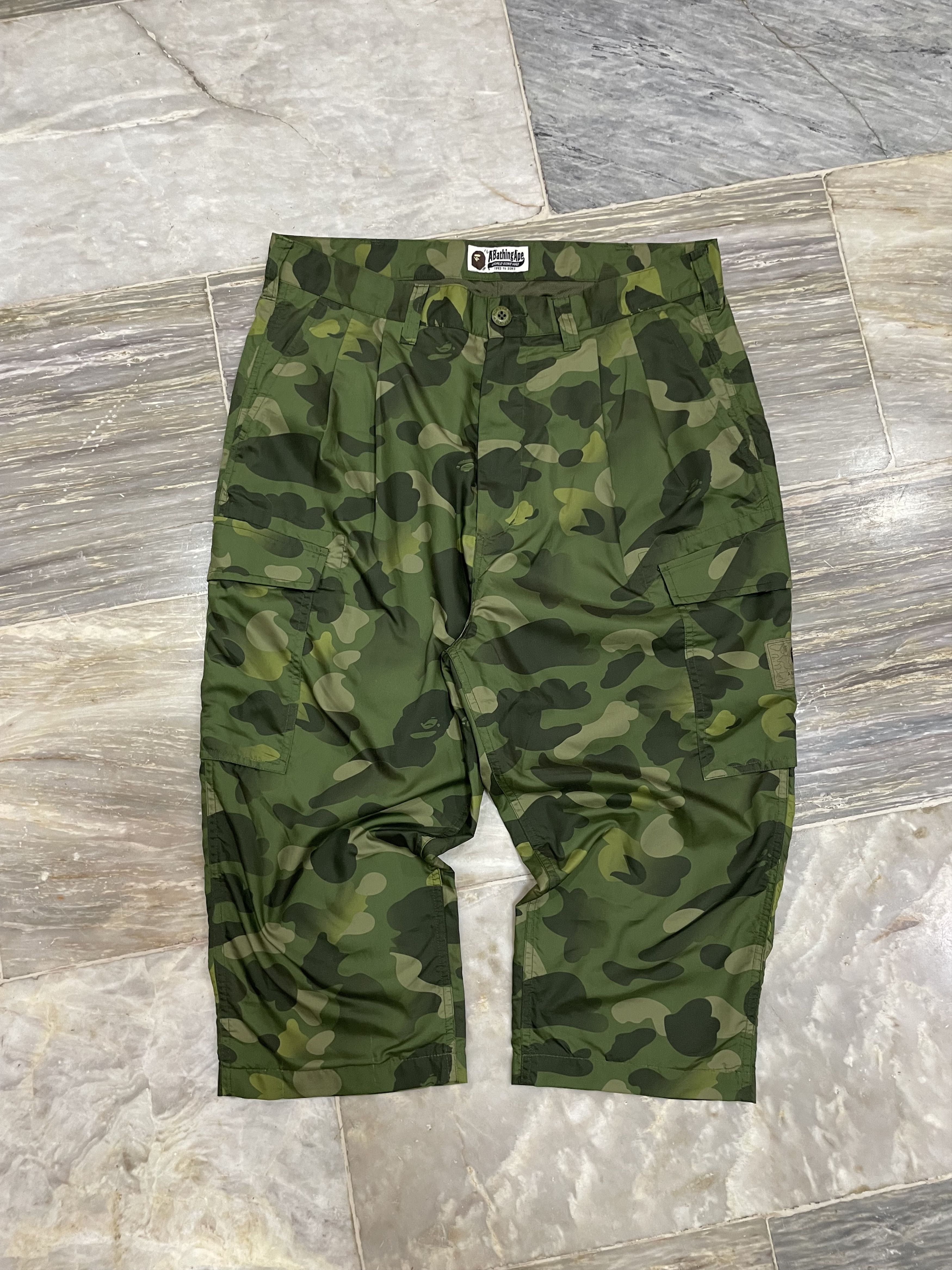 Bape Color Camo Green - Cargo Cropped Nylon Pants
