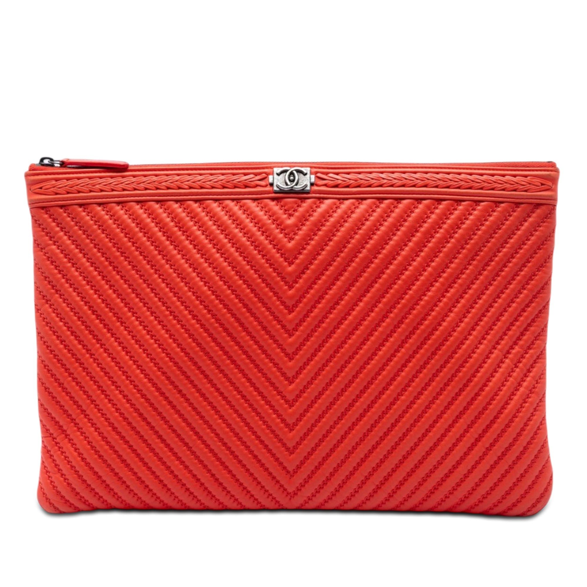 Chanel Large Chevron Lambskin Double Stitch Boy O Case Clutch Size ONE SIZE - 1 Thumbnail