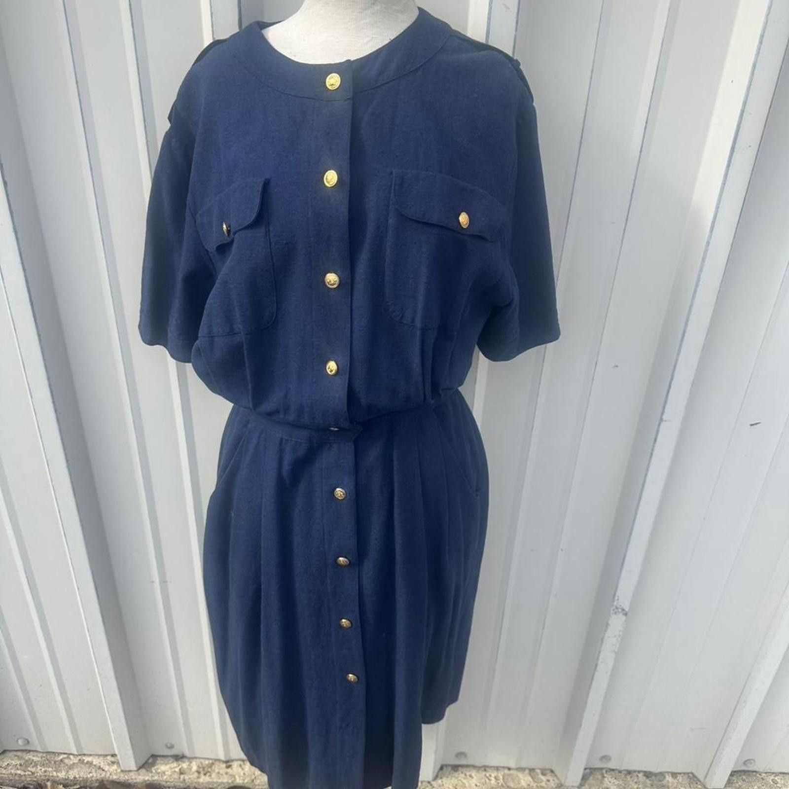 Other Blue vintage military style dress military Size L / US 10 / IT 46 - 5 Thumbnail