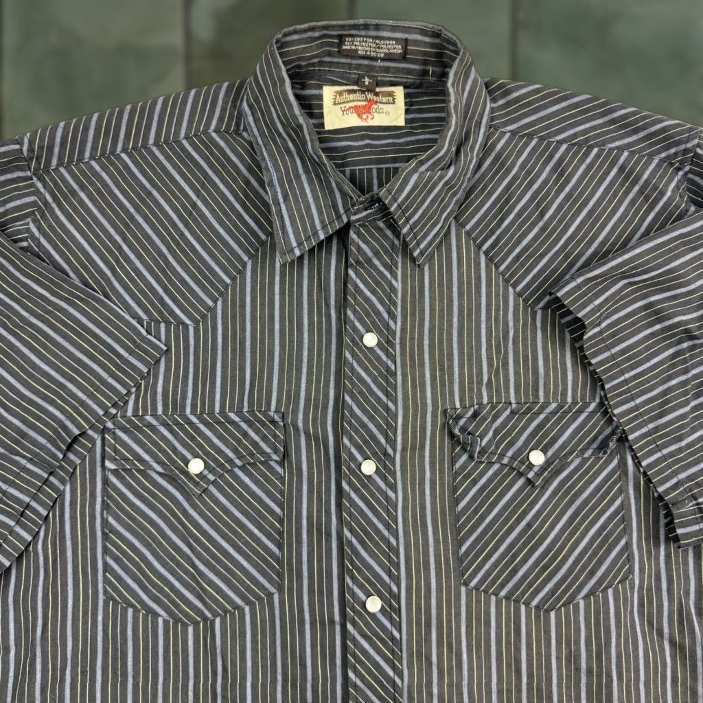 Vintage Vintage Youngbloods Western Pearl Snap Shirt Men Large Black Striped 90s Cowboy Casual Workwear Size US L / EU 52-54 / 3 - 1 Thumbnail