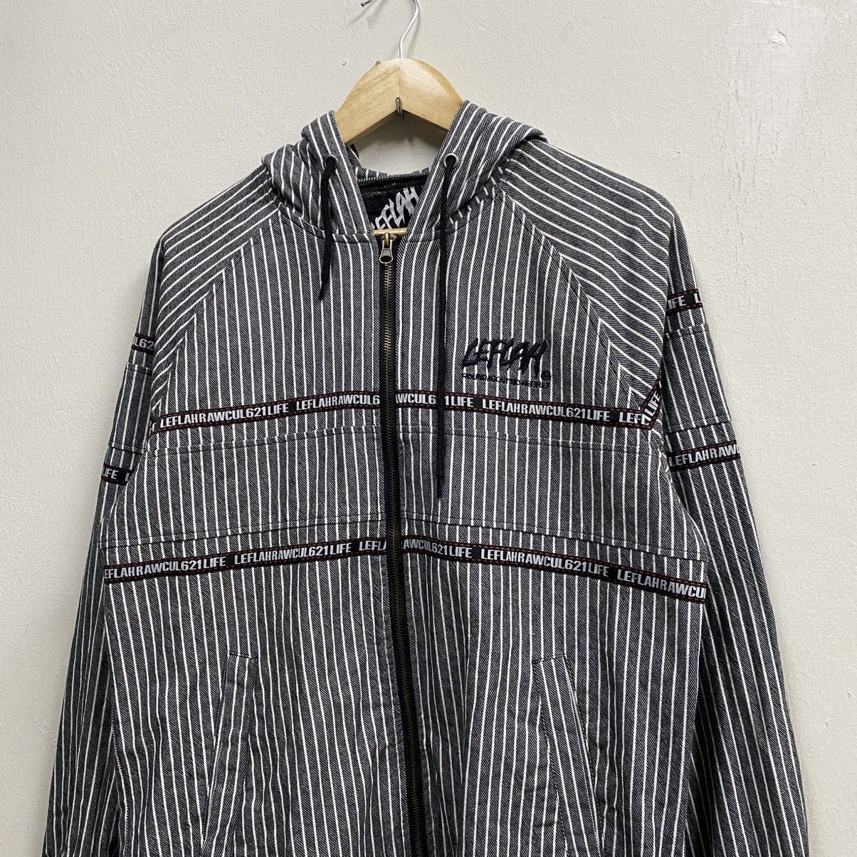 Japanese Brand LEFTLAH Stripe Workwear Zipper JACKET Size US L / EU 52-54 / 3 - 4 Thumbnail