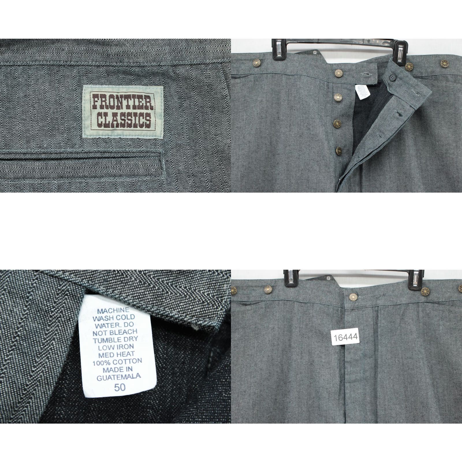 Vintage VINTAGE Frontier Classics Jeans Mens 50x37 Black Denim Button Fly Cowboy Buckle Western 80s Size US 34 / EU 50 - 8 Thumbnail