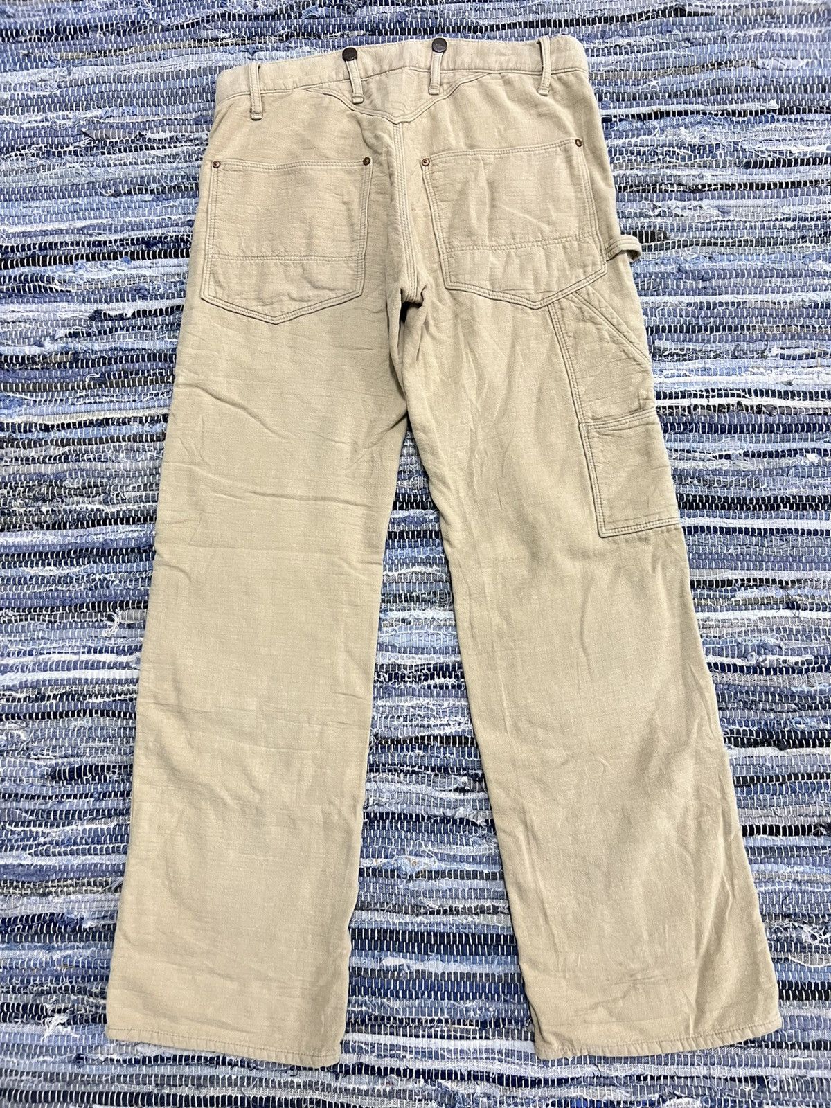 Post Overalls Vintage Denim Dungare Double Knee Stencil Blanket Denim Jean Size US 32 / EU 48 - 7 Thumbnail
