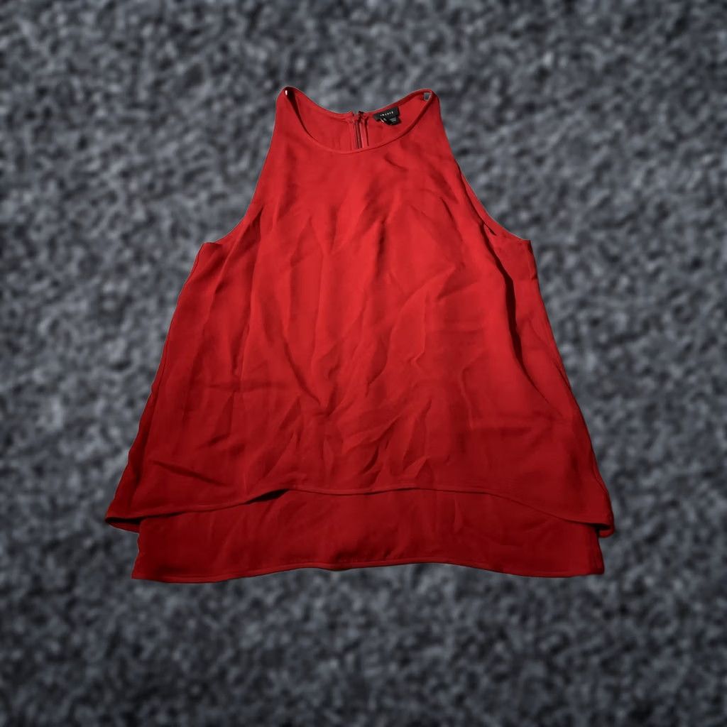 Theory Theory Shirt Womens Small Red 100% Silk Tank Top Layered Minimalist Luxury Tank Top Sleeveless Spaghetti Strap Red Size S / US 4 / IT 40 - 1 Thumbnail