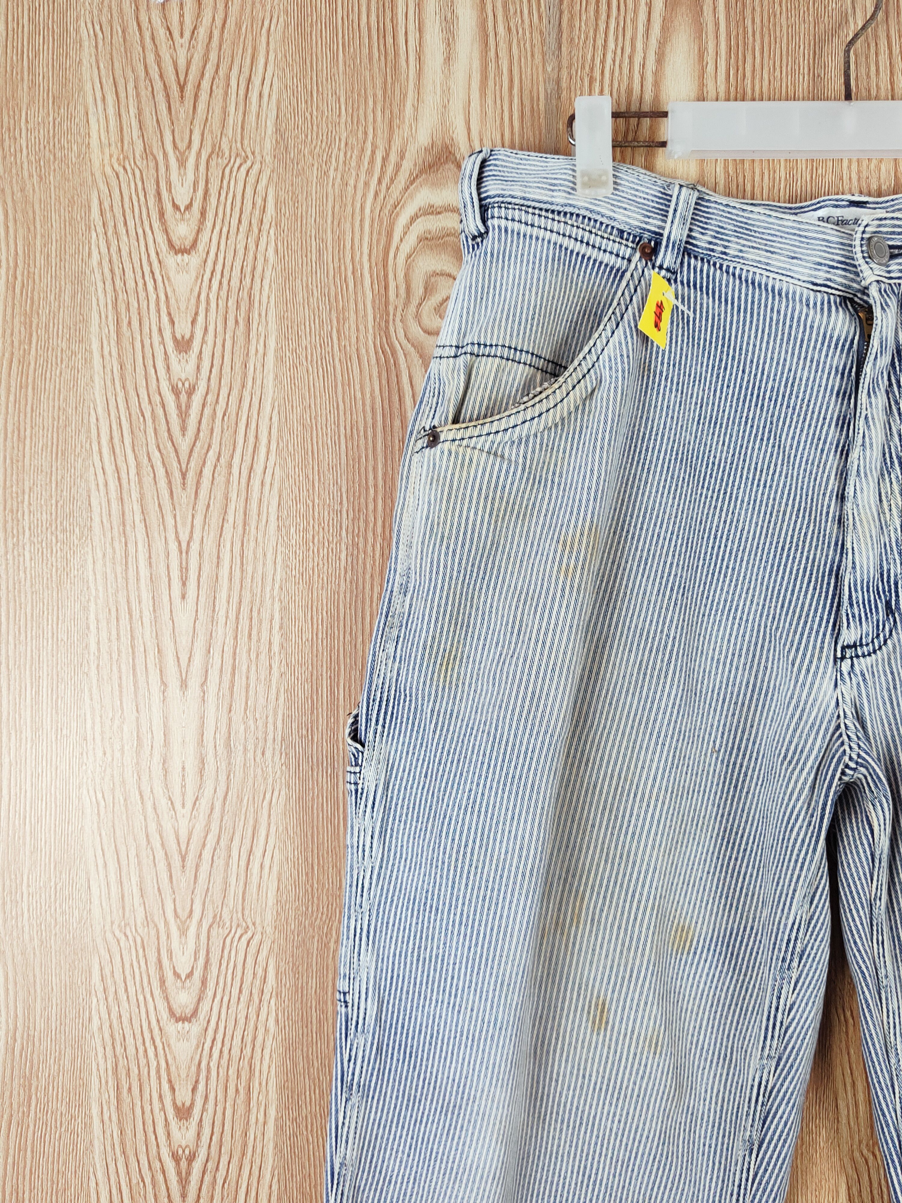 Japanese Brand B.C.Factory Blue Stripe Distressed Ripped Jeans #W599 Size US 34 / EU 50 - 3 Thumbnail
