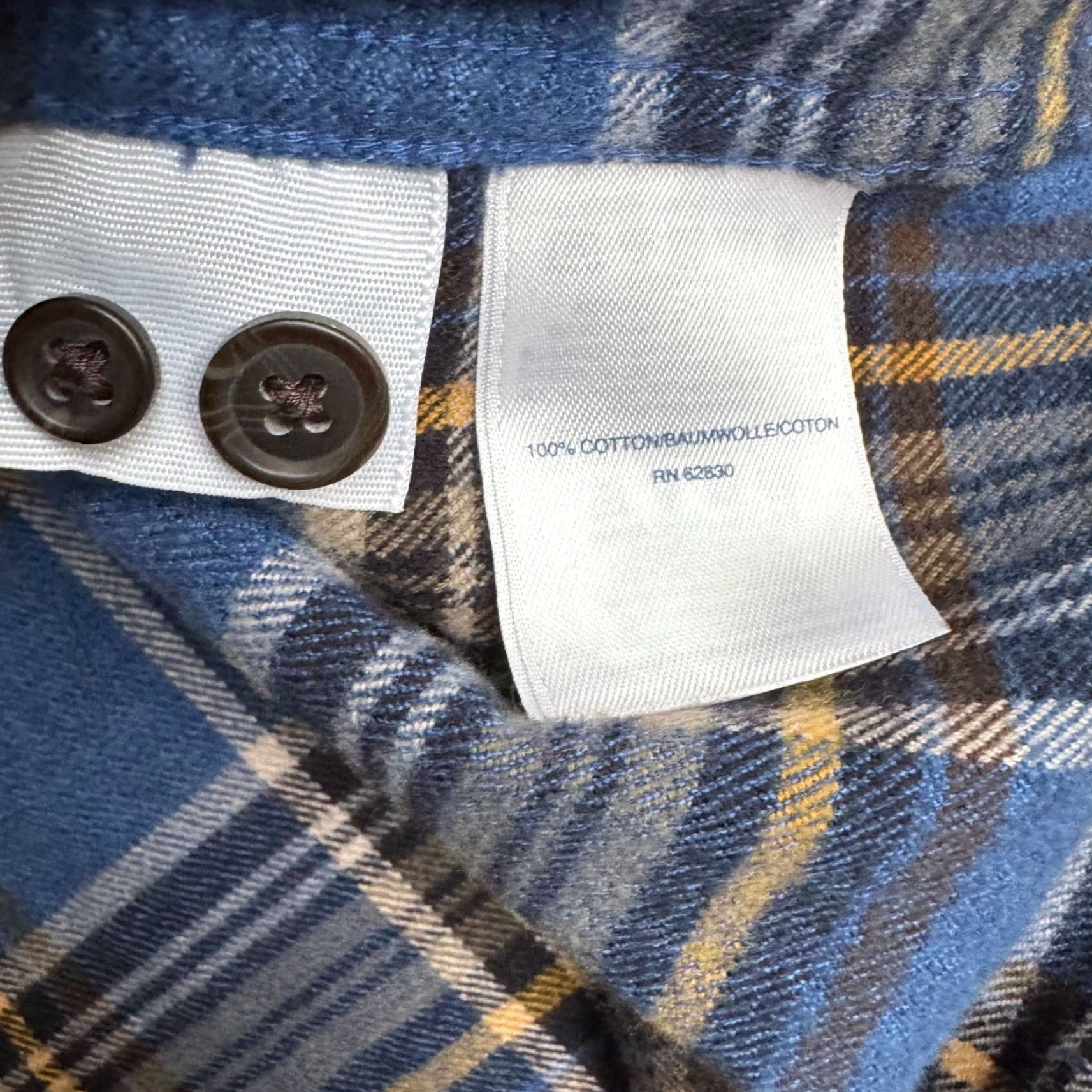 Lands' End Lands' End Flannel Shirt Mens L Plaid Blue Yellow Button-Down Collar Long Sleeve Cotton Thick Size US L / EU 52-54 / 3 - 4 Thumbnail