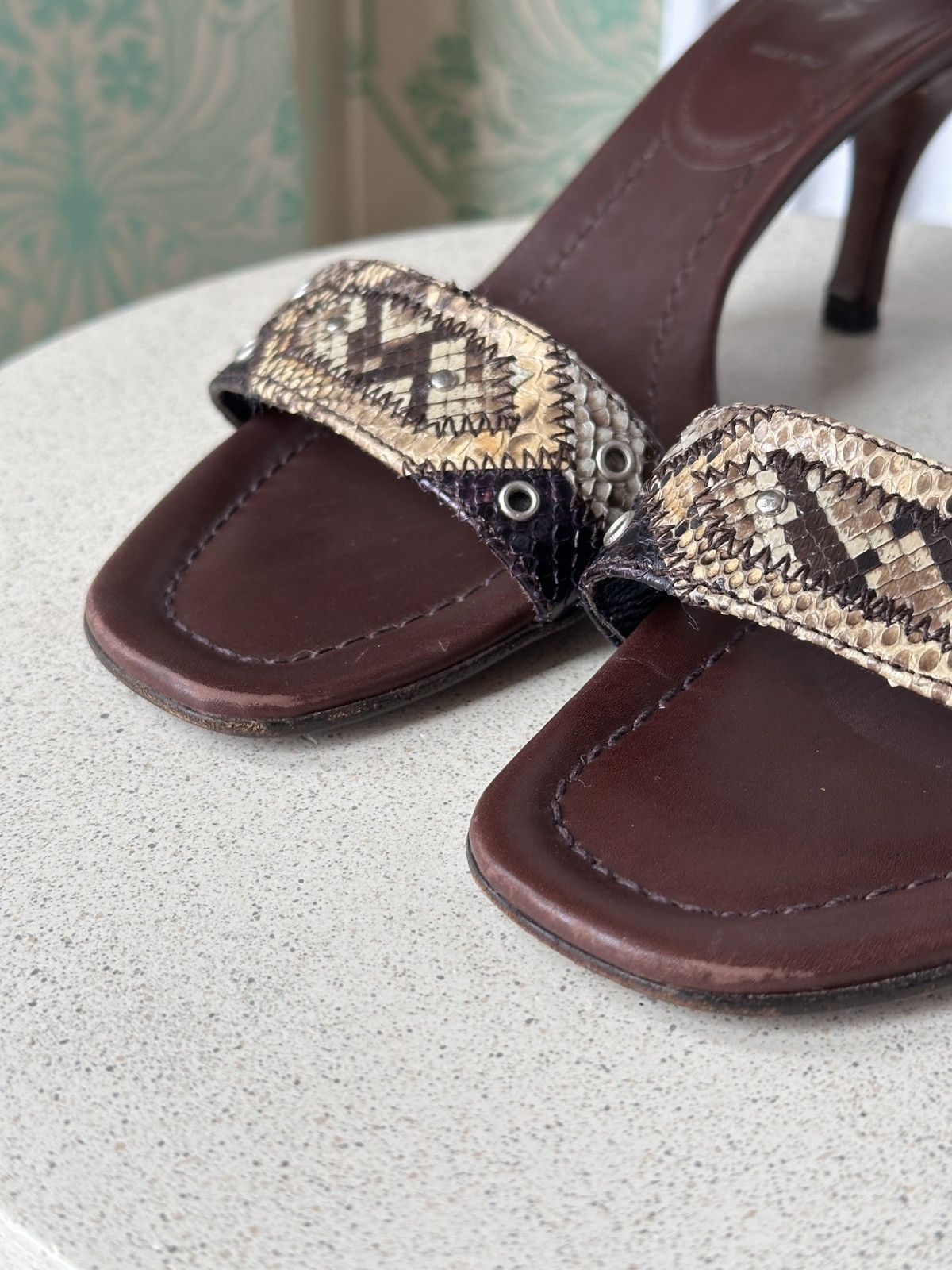 Prada PRADA Kitten Heels Python Leather Brown EU 39 / US 9 Size US 9 / IT 39 - 10 Thumbnail