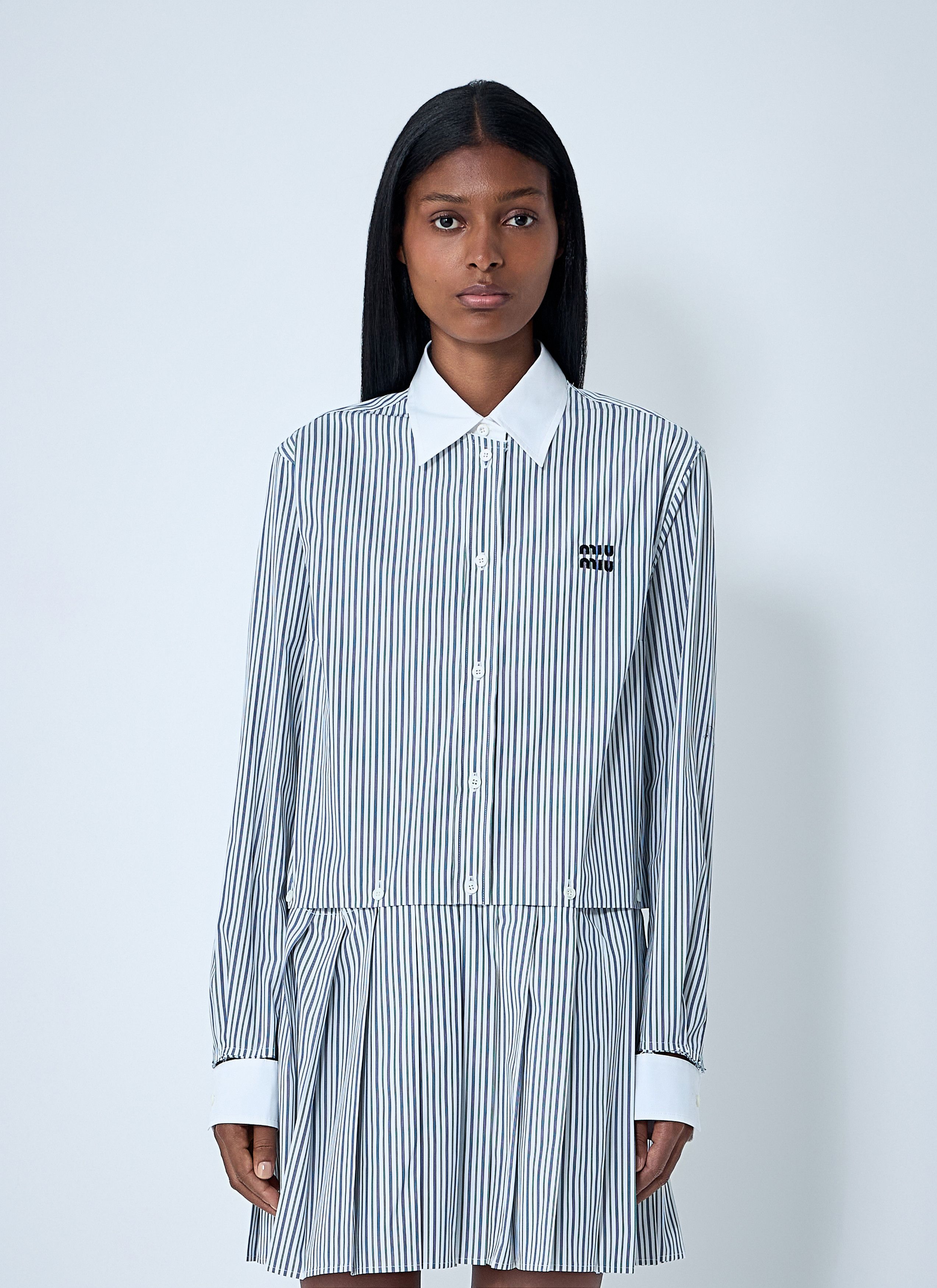 Miu Miu Striped Pleated Dress Size M / US 6-8 / IT 42-44 - 1 Thumbnail