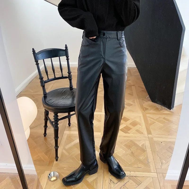 Japanese Brand × Jean × Leather Trendy Punk Elastic Waist Casual Pants Men's Leather Pants Size US 32 / EU 48 - 4 Thumbnail
