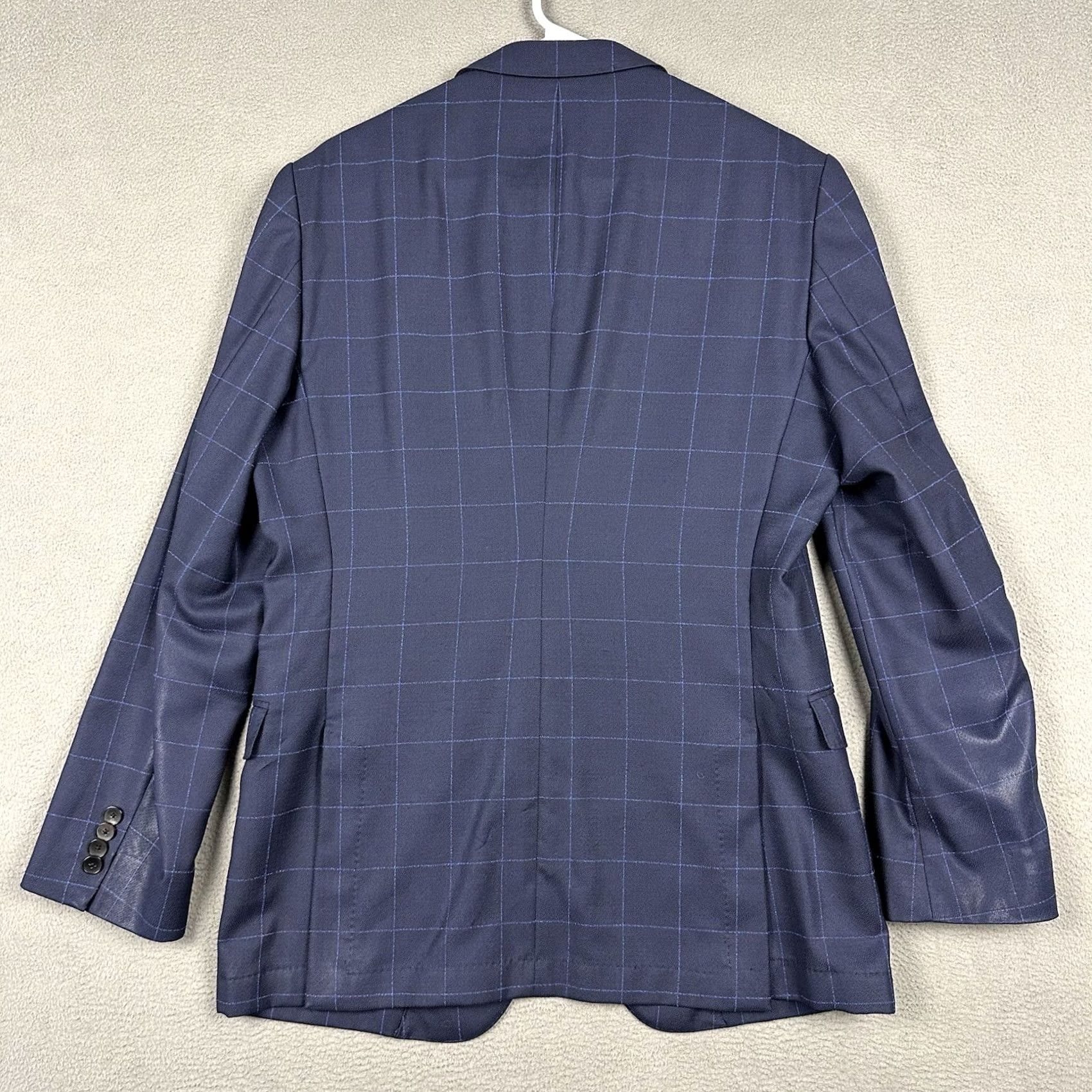 Hugo Boss HUGO BOSS Suit Jacket Blue Windowpane Wool Slim 42L Regular Boy Mens/Adults Size 42R - 2 Thumbnail