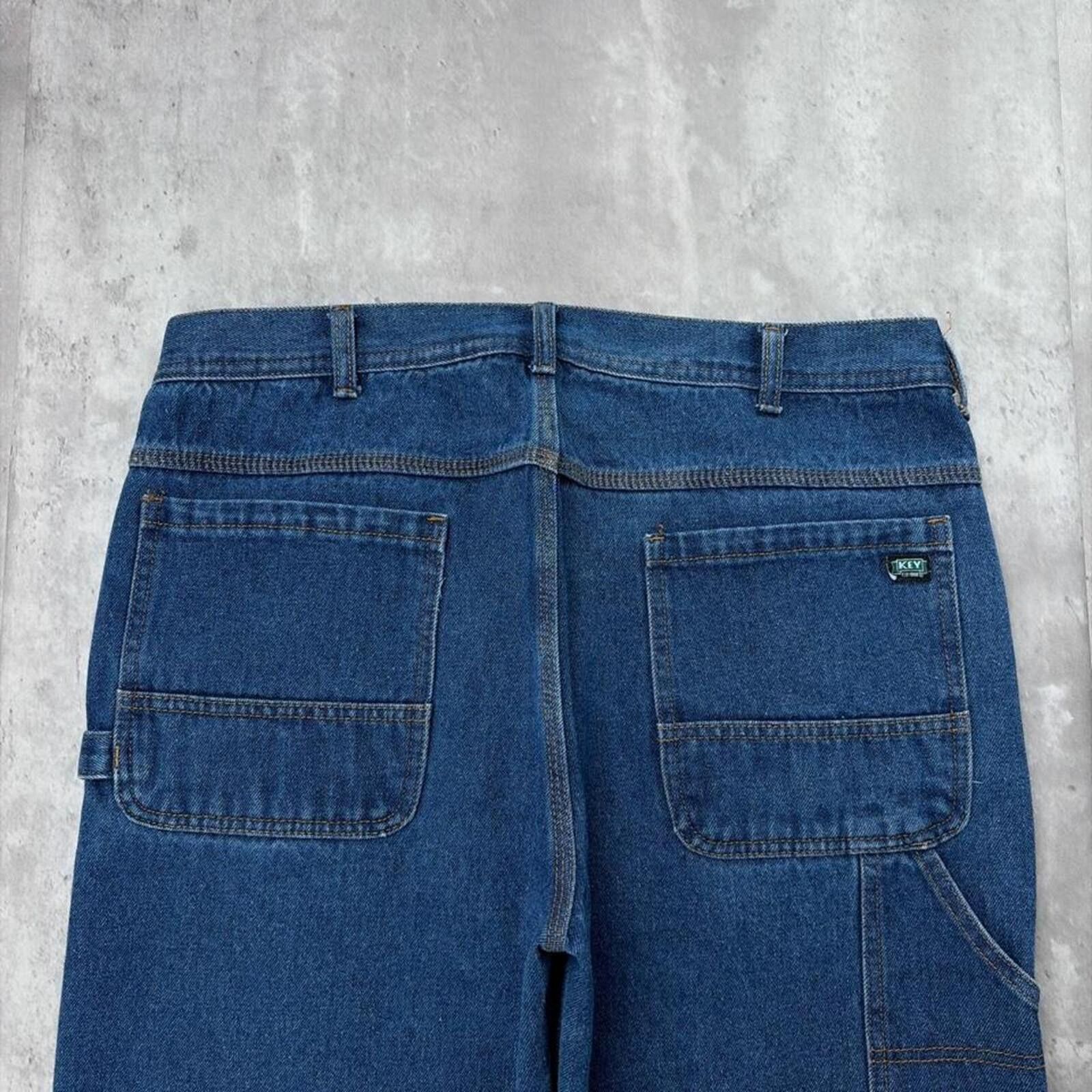 Hilditch & Key Y2K Blue Key Workwear Grunge Baggy Carpenter Denim Jorts Size US 36 / EU 52 - 3 Thumbnail