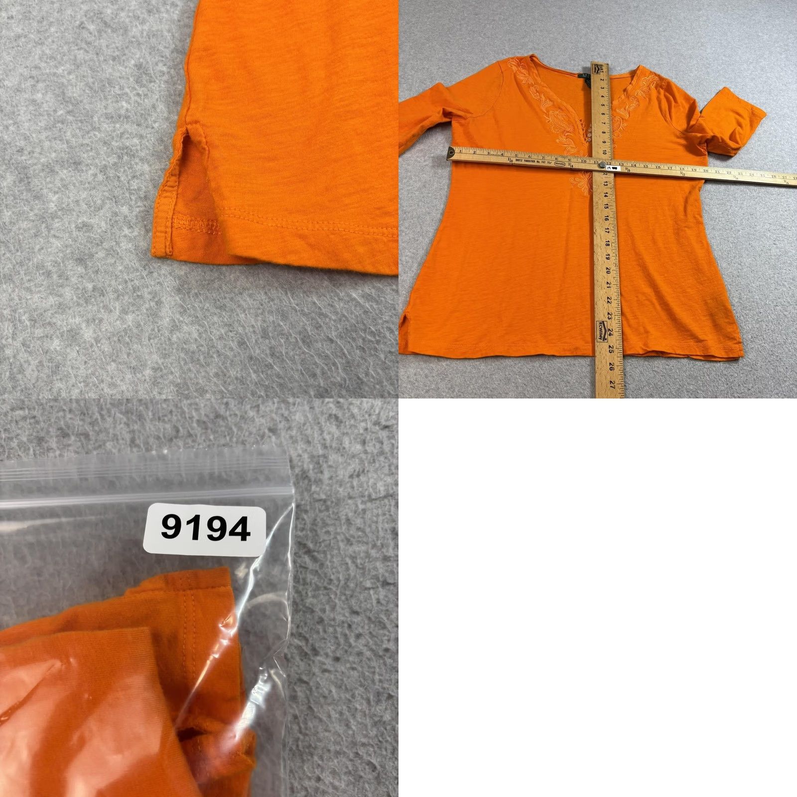 Ralph Lauren Lauren Ralph Lauren Shirt Womens XL Orange Embroidered Boho 3/4 Sleeve Button Tunic Top Blouse Size XL / US 12-14 / IT 48-50 - 8 Thumbnail