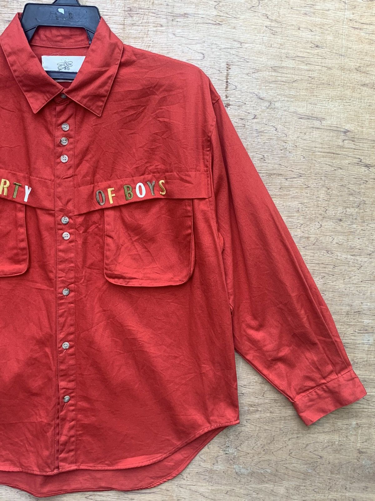 Japanese Brand SAND BEIGE A PARTY OF BOYS Slang Pocket Button Ups Shirt Size US L / EU 52-54 / 3 - 10 Thumbnail
