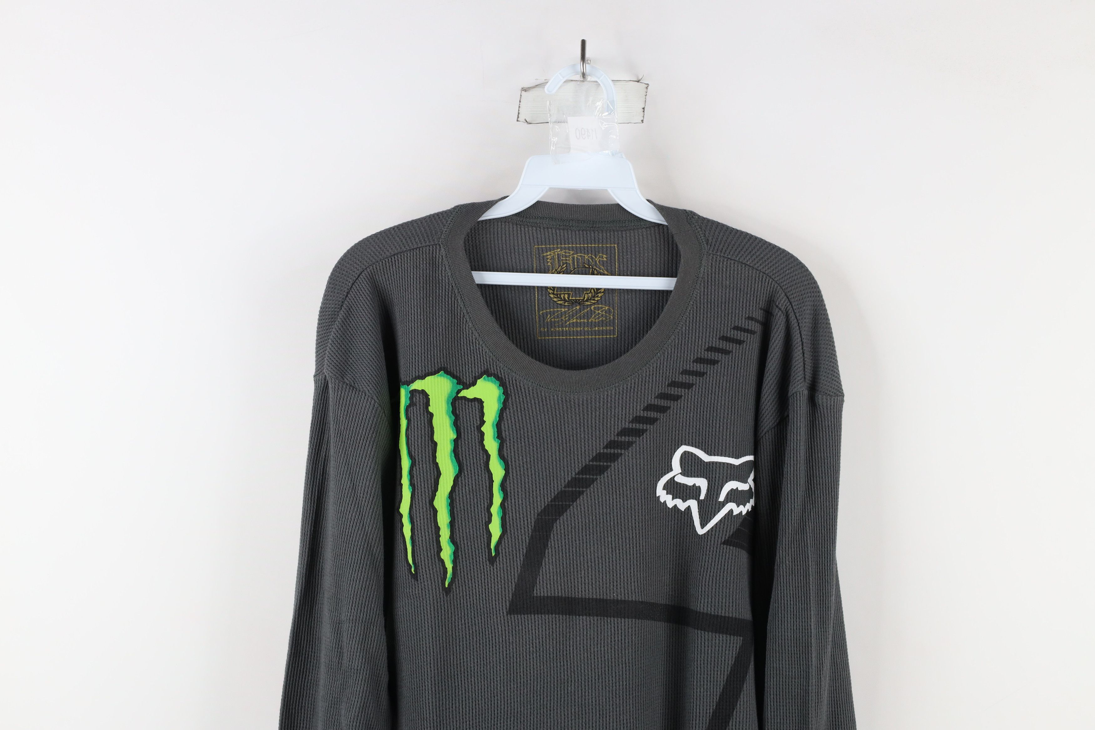 Fox Racing × Vintage Fox Racing x Monster Energy Thermal Waffle Knit T-Shirt Size US XL / EU 56 / 4 - 2 Thumbnail