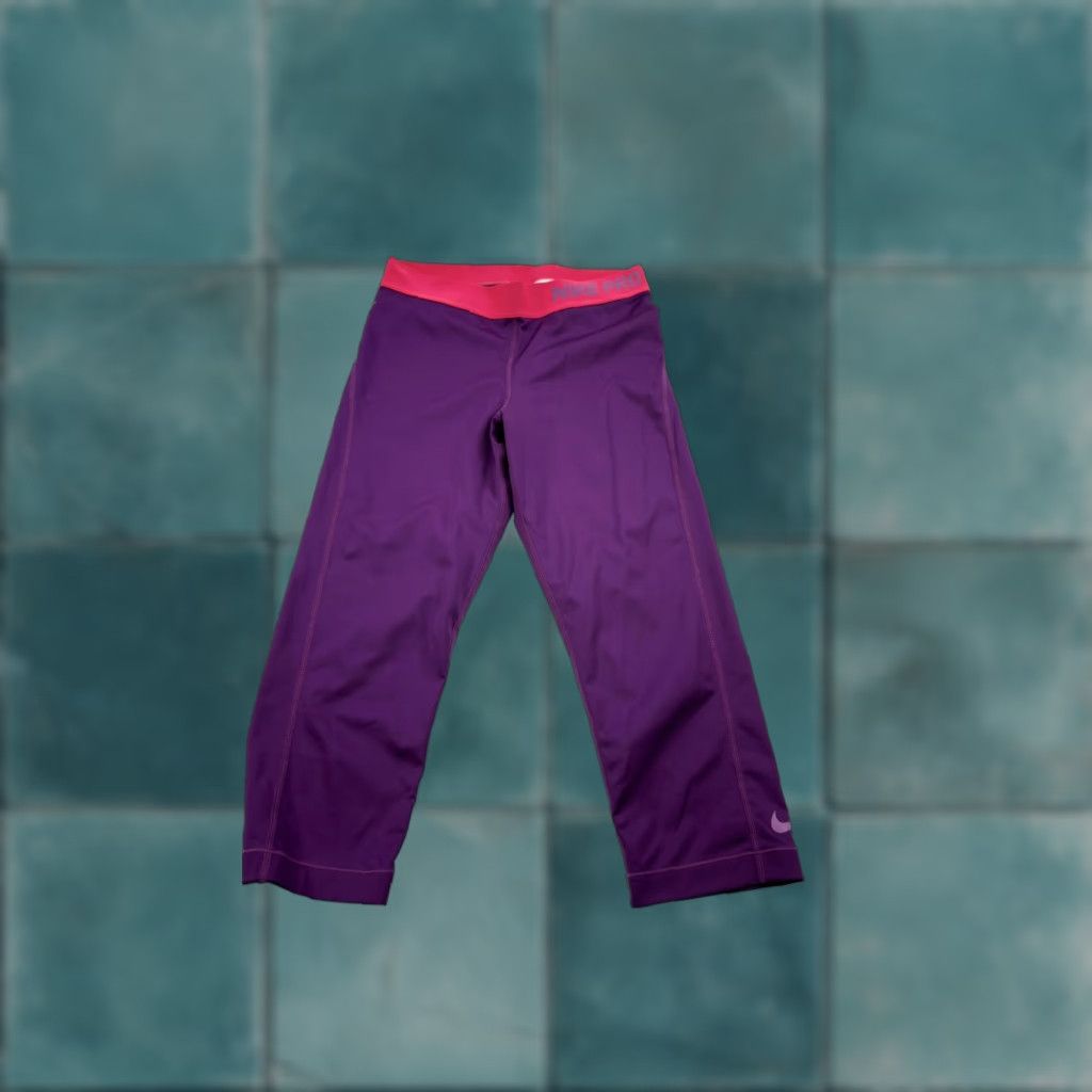 Nike VINTAGE Nike Pro Dri-FIT Capris Womens Medium Purple Pink Athletic Compression Pants Size 32" / US 10 / IT 46 - 1 Thumbnail
