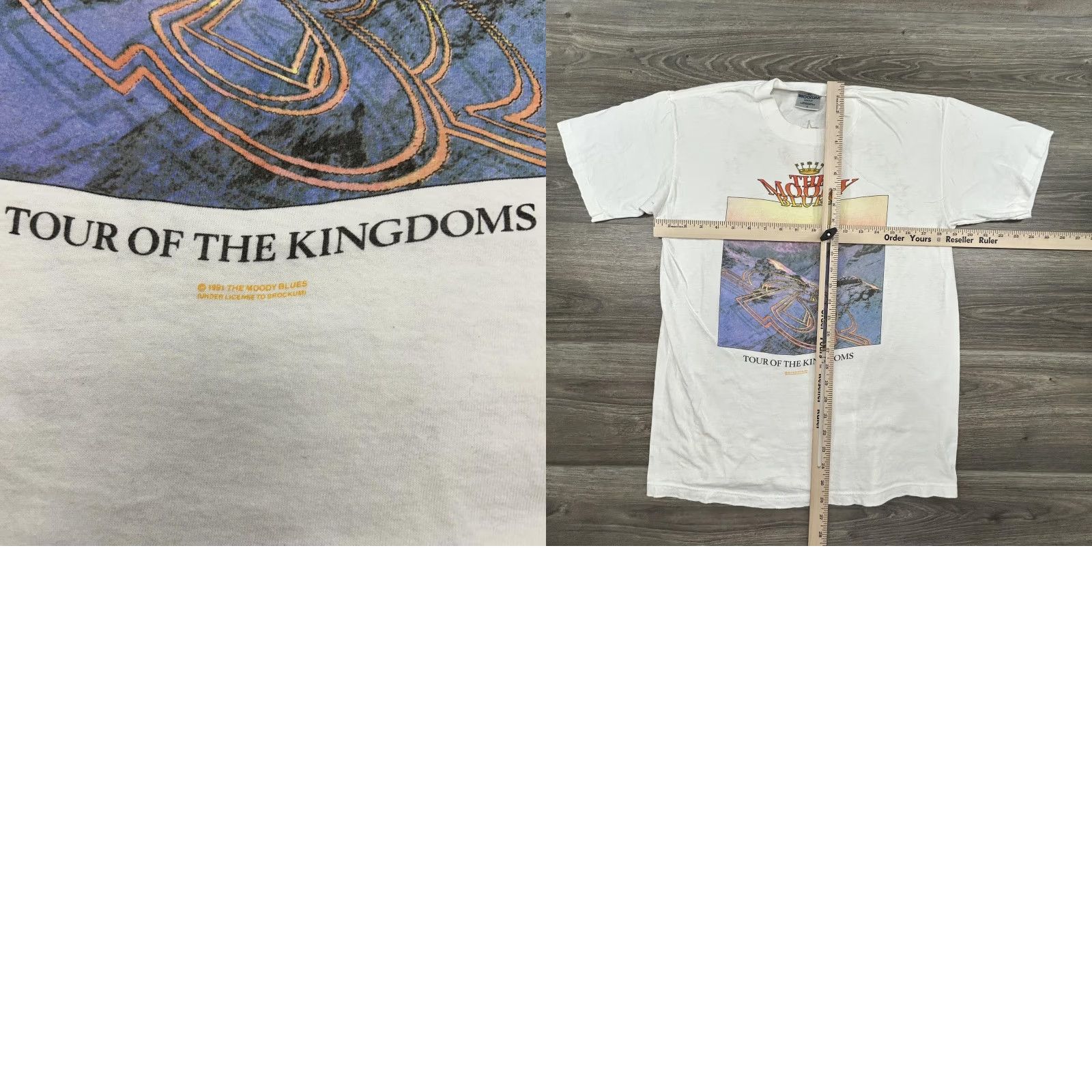 Vintage VINTAGE The Moody Blues Shirt Mens L Tour of the Kingdoms Brockum USA 80s White Short Sleeve Crew Neck Graphic Print Concert Rock Band Size US L / EU 52-54 / 3 - 8 Thumbnail