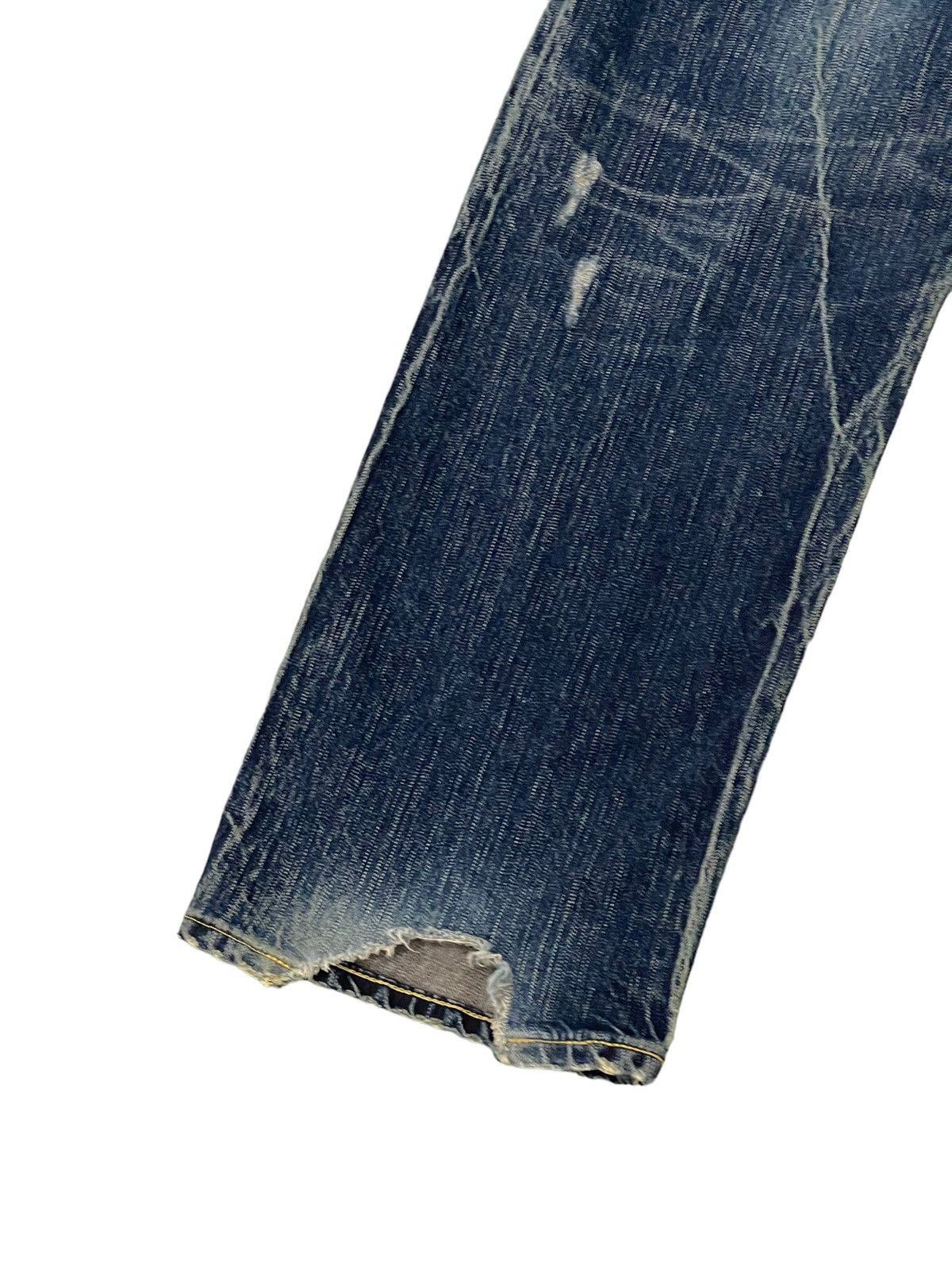 Edwin Distress Patchwork Edwin Japan Faded Acid Wash Loose 7🟦4 Size US 35 - 15 Thumbnail