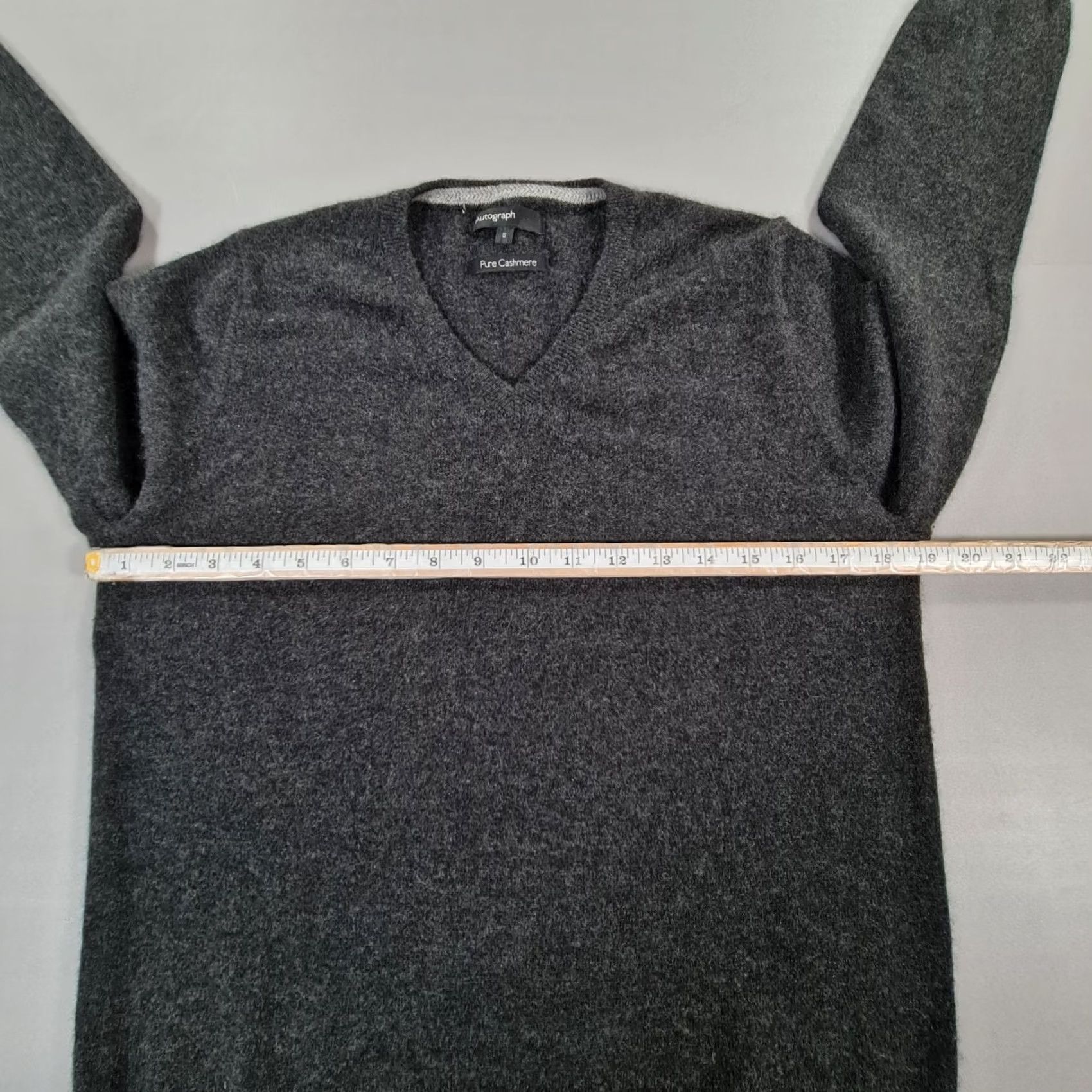Vintage Autograph Jumper Mens V-Neck Grey Small 100% Cashmere Pullover Knit Shirt/Top/Jumpers? Size US S / EU 44-46 / 1 - 4 Thumbnail