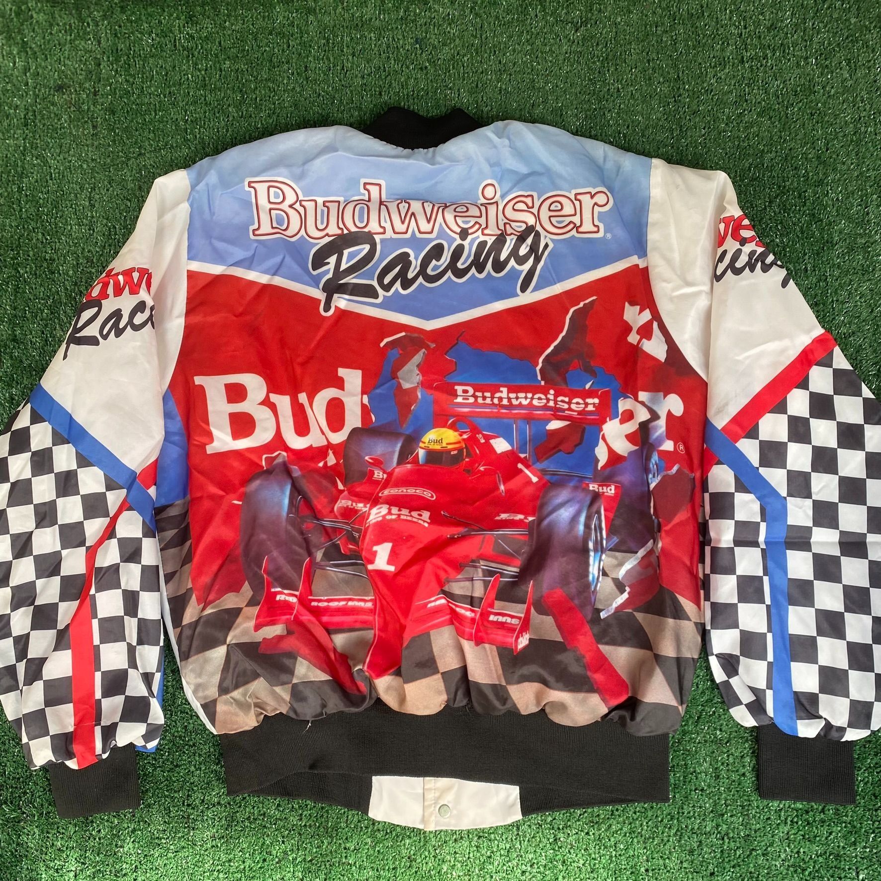 Budweiser Vintage 90s Budweiser Racing Jacket Satin Bomber NASCAR Size US L / EU 52-54 / 3 - 1 Thumbnail