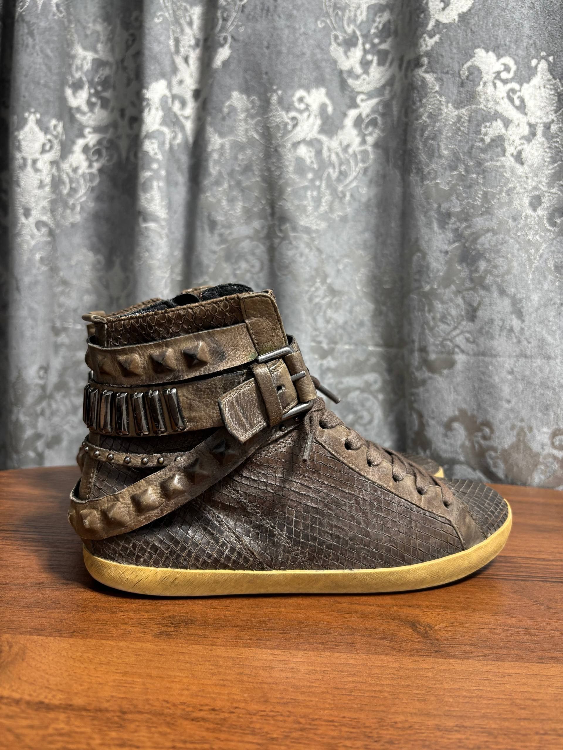 Other AS 98 type Python Studded High Top Leather Sneakers Size US 6 / EU 39 - 4 Thumbnail