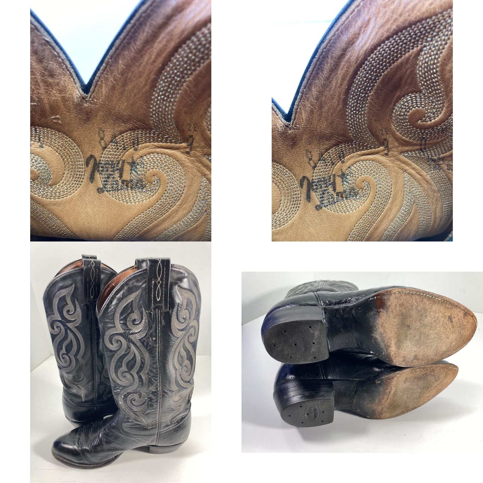 Tony Lama Tony Lama 8410 Boots Western Leather Ostrich Black Men 9 D Cowboy Leather Upper Outsole Pull On Shoes Size US 9 / EU 42 - 9 Thumbnail