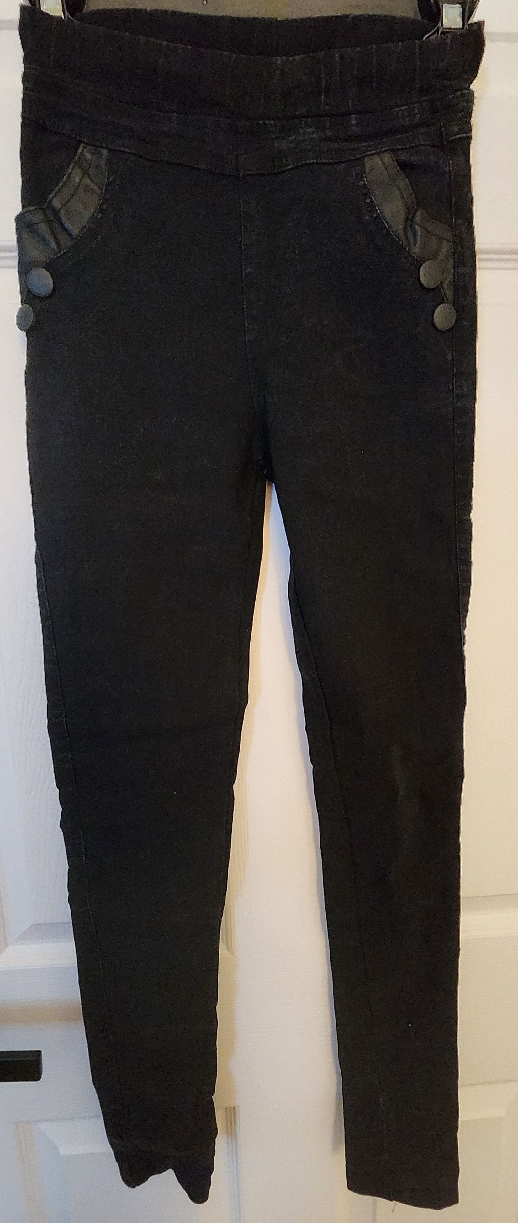 Other NWOT Xiangaisha Black Skinny Jeggings Pleather Pockets XS/S Size 25" / US 0 / IT 36 - 1 Thumbnail
