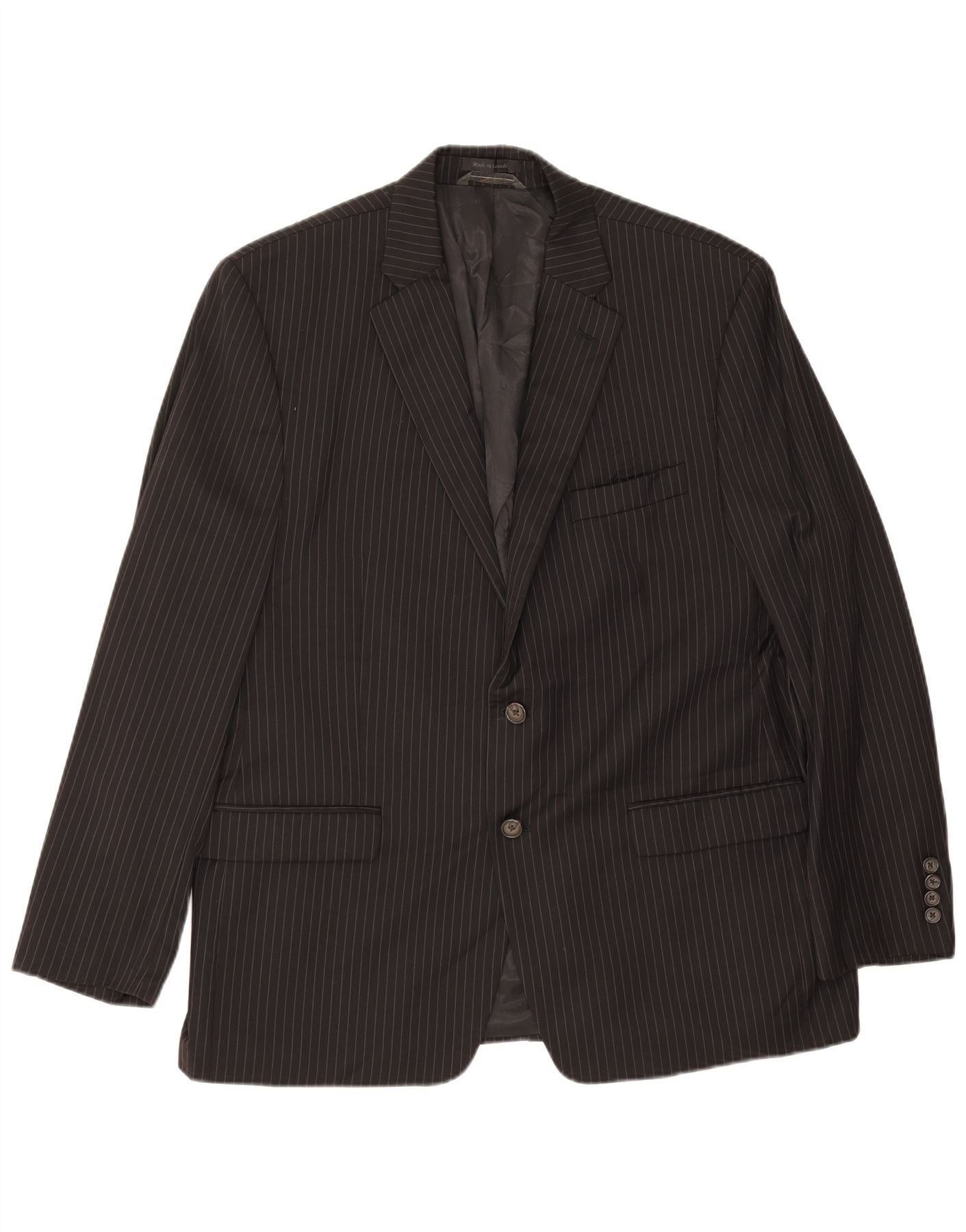 Ralph Lauren Mens 2 Button Blazer Jacket UK 46 2XL Black Pinstripe Wool Size US XXL / EU 58 / 5 - 1 Thumbnail