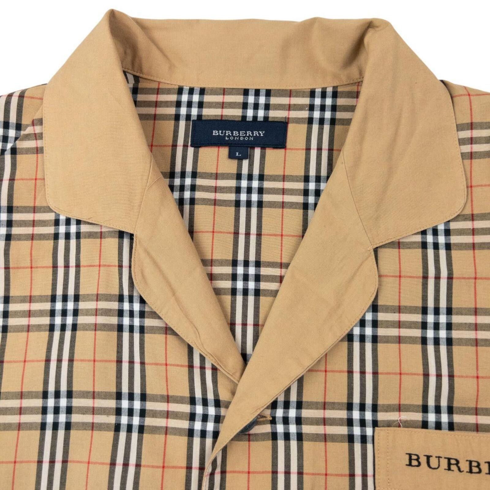 Burberry Vintage 2000s Burberry Nova Check Long Sleeve Pyjama Shirt L Size ONE SIZE - 3 Thumbnail