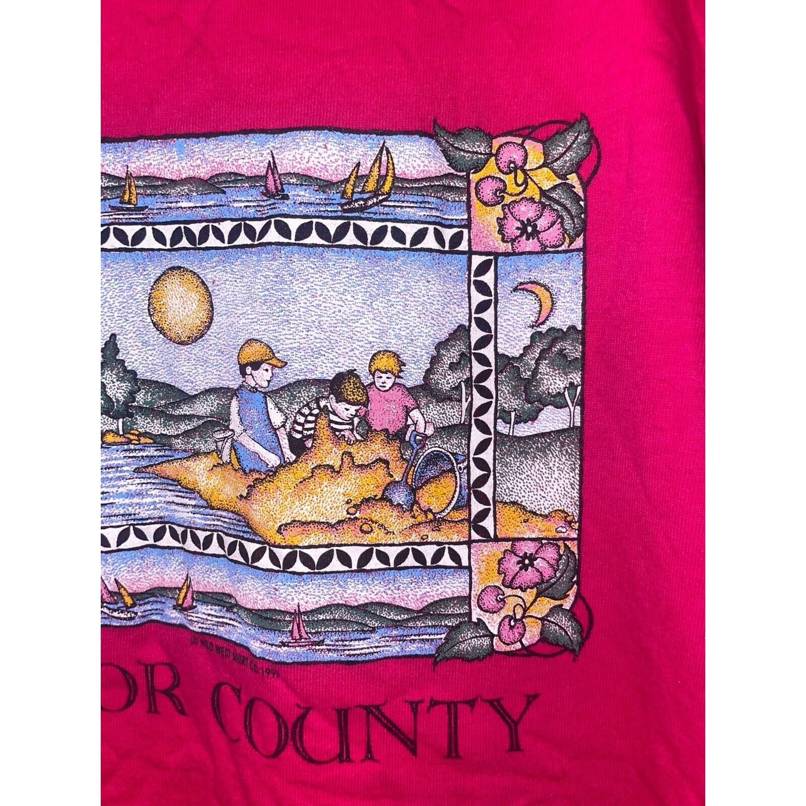 Jerzees Vintage Door County Shirt Lake Lighthouse Pink VTG Tee 90s L Size US L / EU 52-54 / 3 - 3 Thumbnail