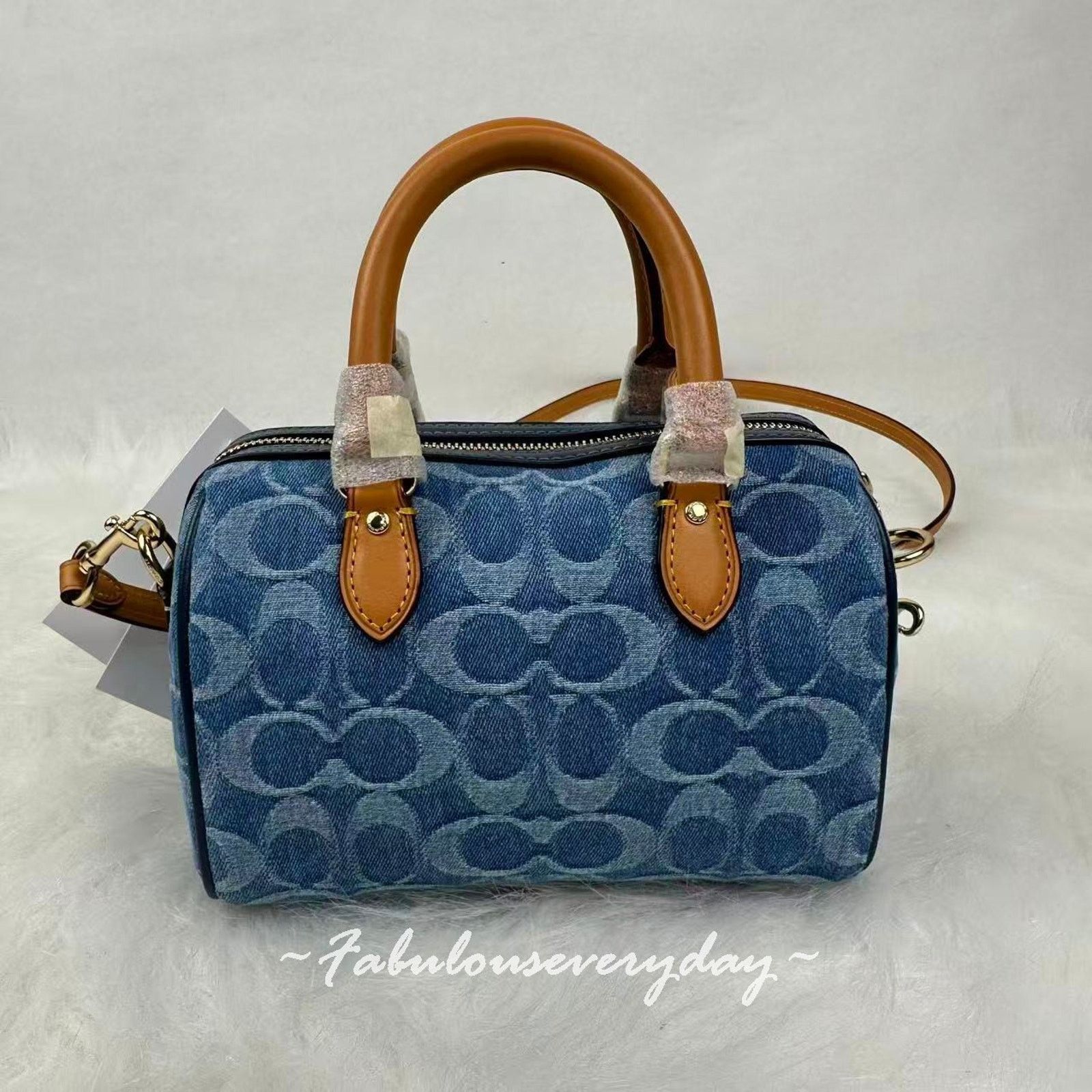 Coach Coach Mini Rowan Crossbody Signature Denim Gold/Indigo Blue Size ONE SIZE - 3 Thumbnail