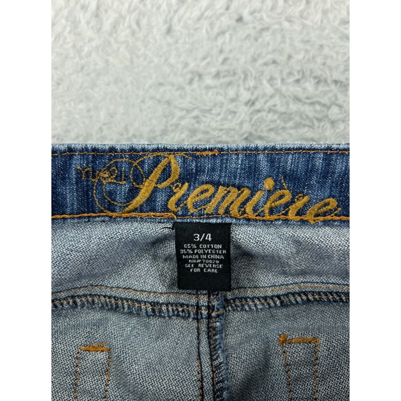 Denime Premiere Women's Flared Denim Jeans Size 3 Blue Cotton Embroidered Distressed 90s Style Size 26" / US 2 / IT 38 - 4 Thumbnail