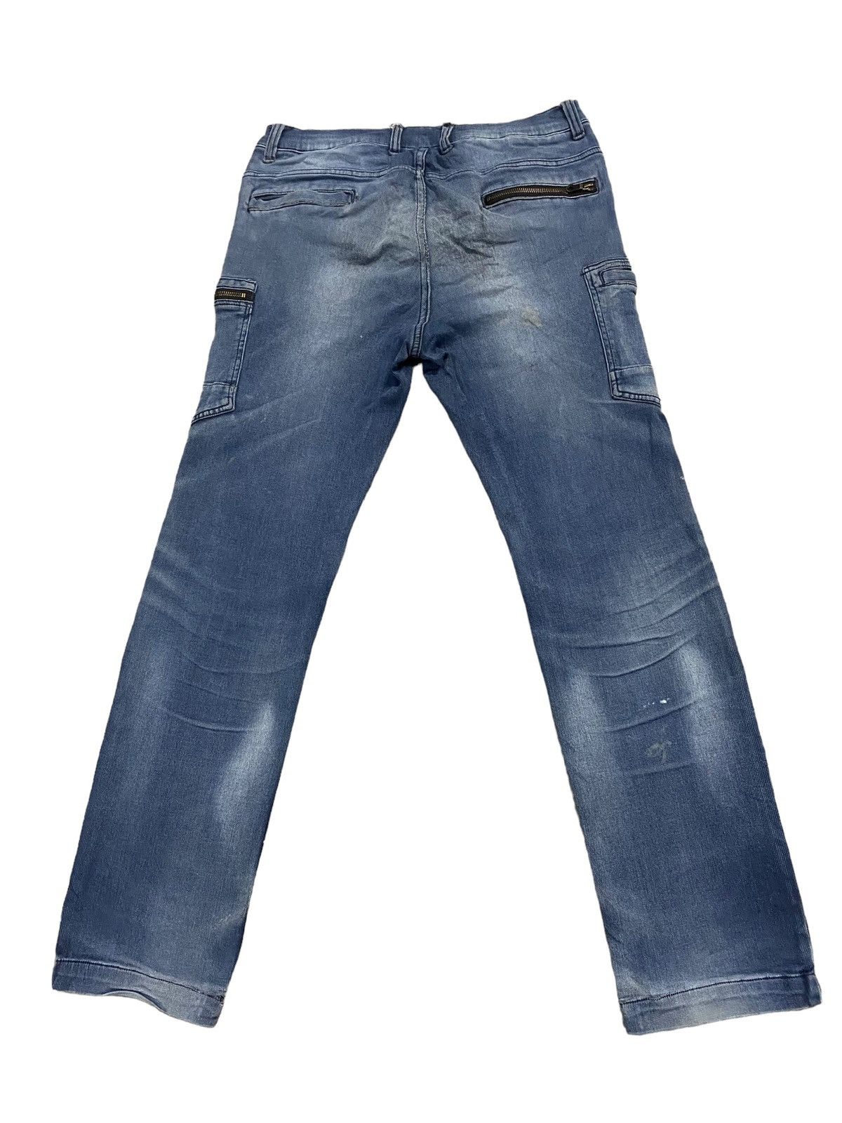 If Six Was Nine × Le Grande Bleu (L.G.B.) × Schott Vintage Scott Inc Cargo Distress Jeans Size US 34 / EU 50 - 2 Thumbnail