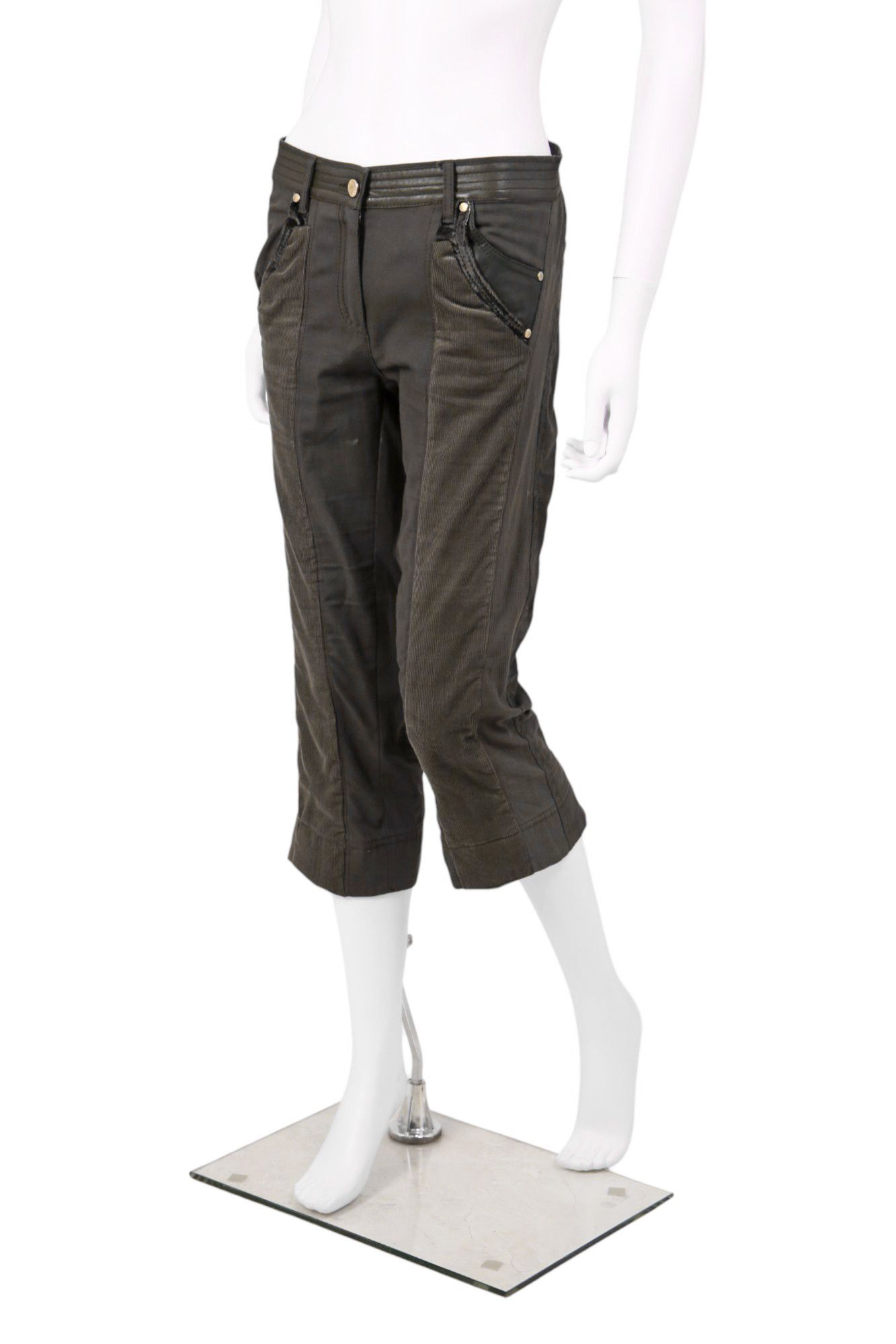 Roberto Cavalli F/W 2005 Bondage Petrol Green Capri Pants Size 27" / US 4 / IT 40 - 2 Thumbnail