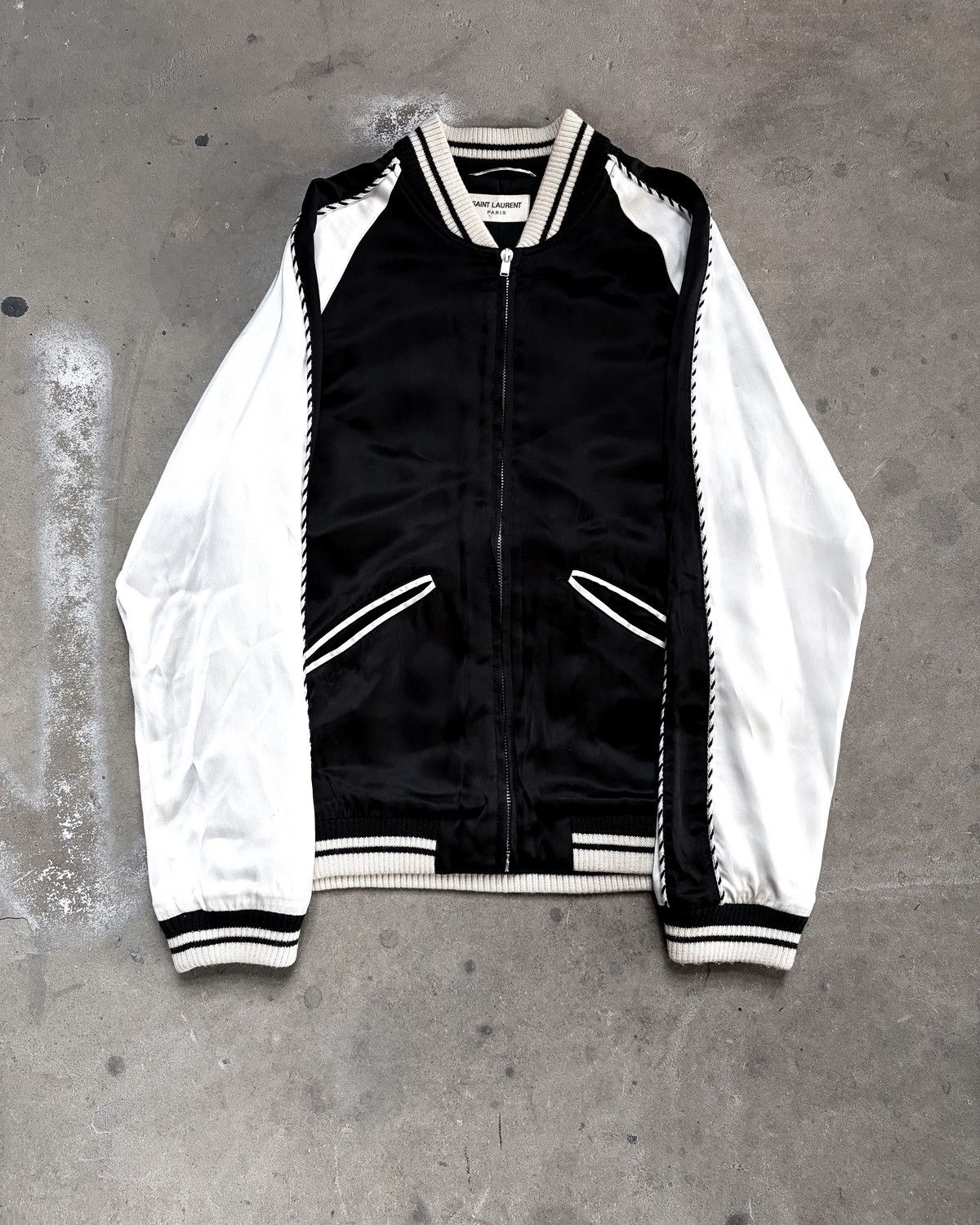 Saint Laurent Paris S/S14 BLOODLUSTER SATIN BOMBER JACKET Size US XS / EU 42 / 0 - 7 Thumbnail