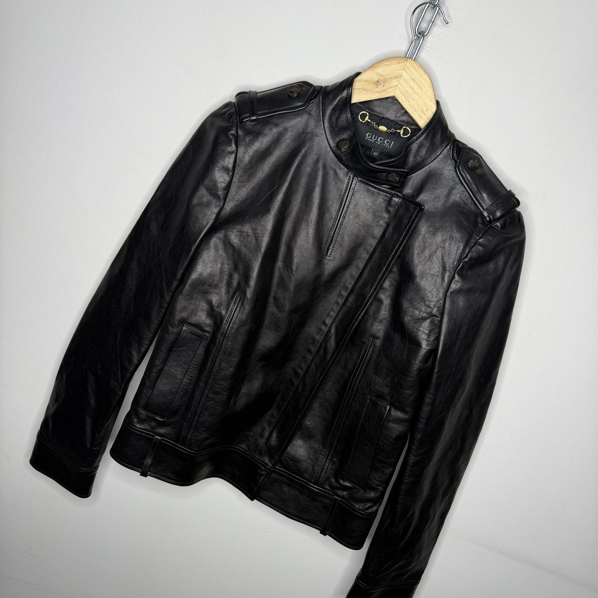 Gucci Gucci Black Leather Jacket Biker by Tom Ford Y2K Size S / US 4 / IT 40 - 7 Thumbnail