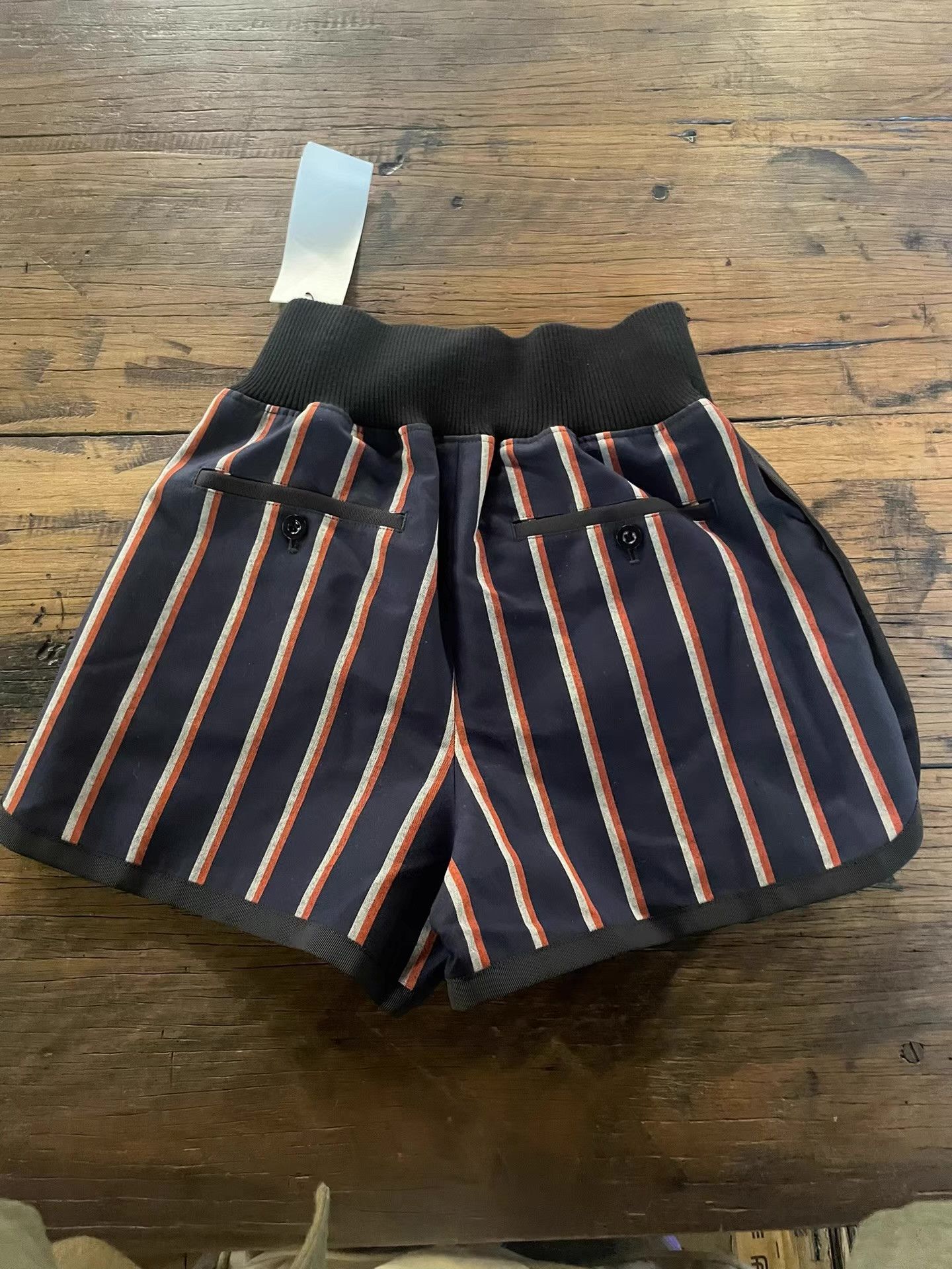 Sacai Sacai 16SS Women's Main Line Blue/Orange Striped Shorts Ｑ25 Size 32" / US 10 / IT 46 - 2 Thumbnail