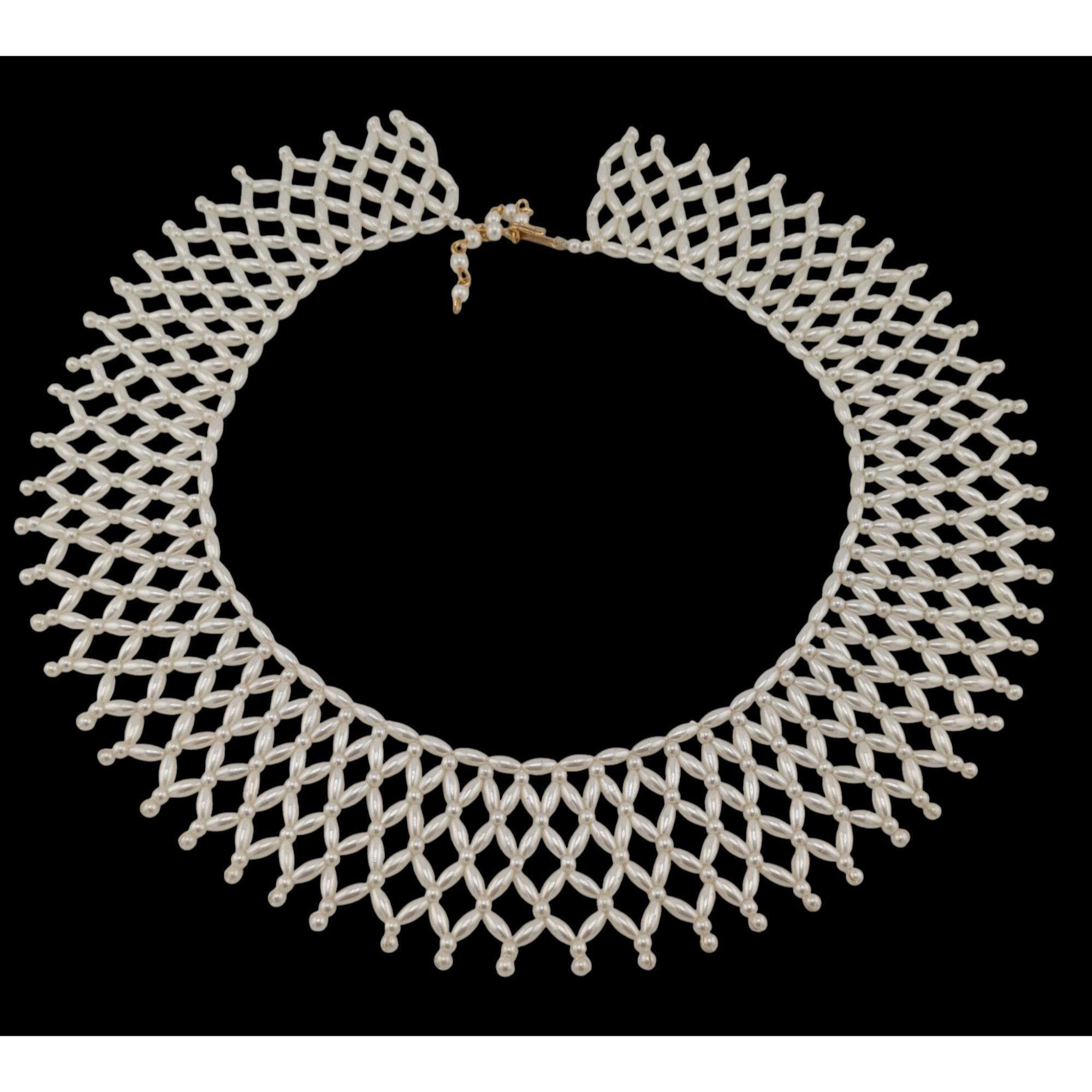 Handmade Vintage Handmade Faux Pearl Beaded Collar Necklace Size ONE SIZE - 3 Thumbnail