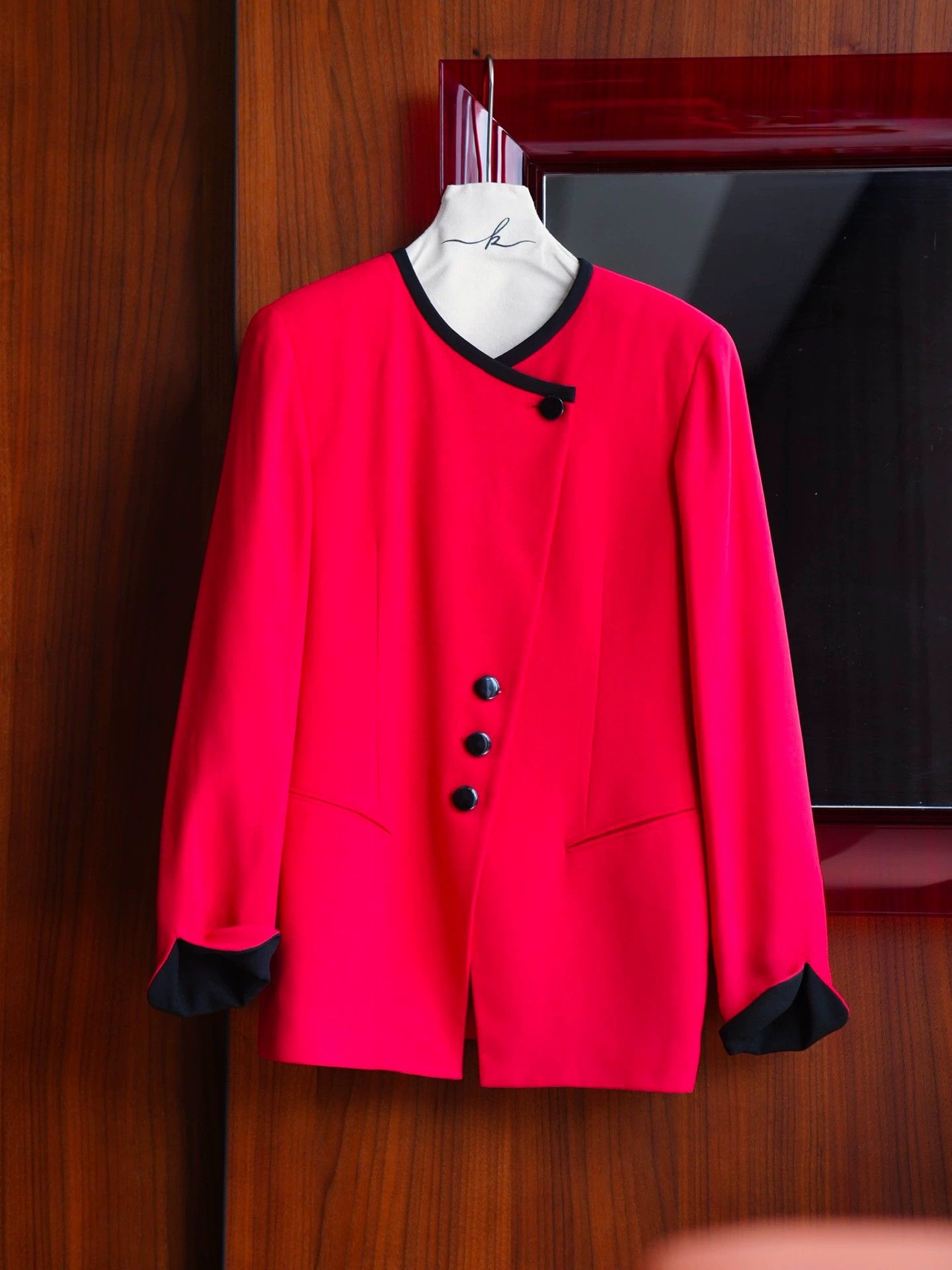 Dior Dior Vintage Red & Black Asymmetric Blazer US8 Size M / US 6-8 / IT 42-44 - 2 Thumbnail