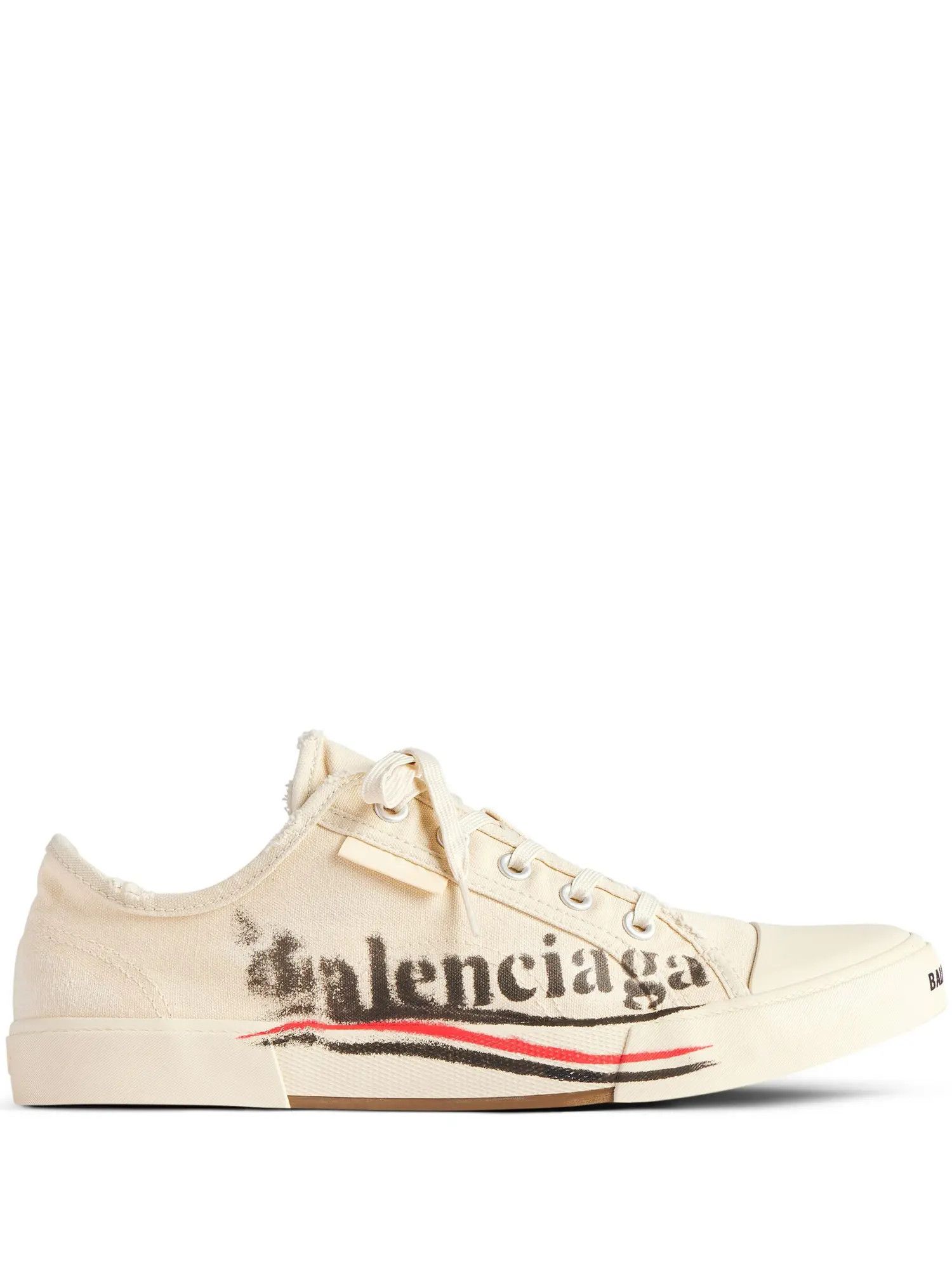 Balenciaga o1srvl11e0325 Paris Low Top Sneakers in Beige Size US 12 / EU 45 - 1 Thumbnail