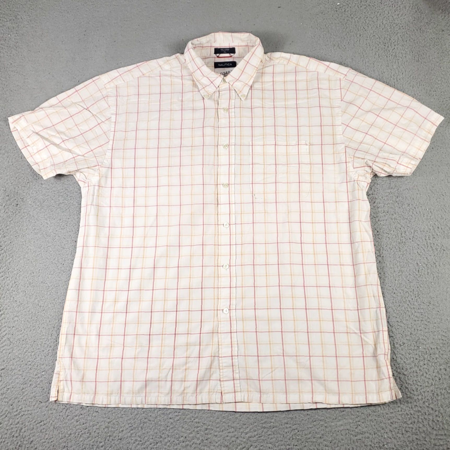 Nautica Nautica Shirt Mens XL Beige Red Check Button-Up Short Sleeve Casual Office Wear 100% Cotton Adult Mens Size US XL / EU 56 / 4 - 3 Thumbnail
