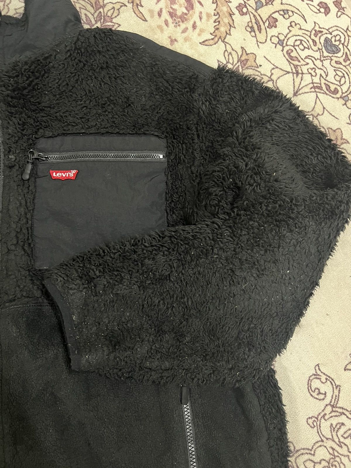 Levi's Fleece jacket/L/polyester/BLK/plain. (GJ35) Size US L / EU 52-54 / 3 - 14 Thumbnail